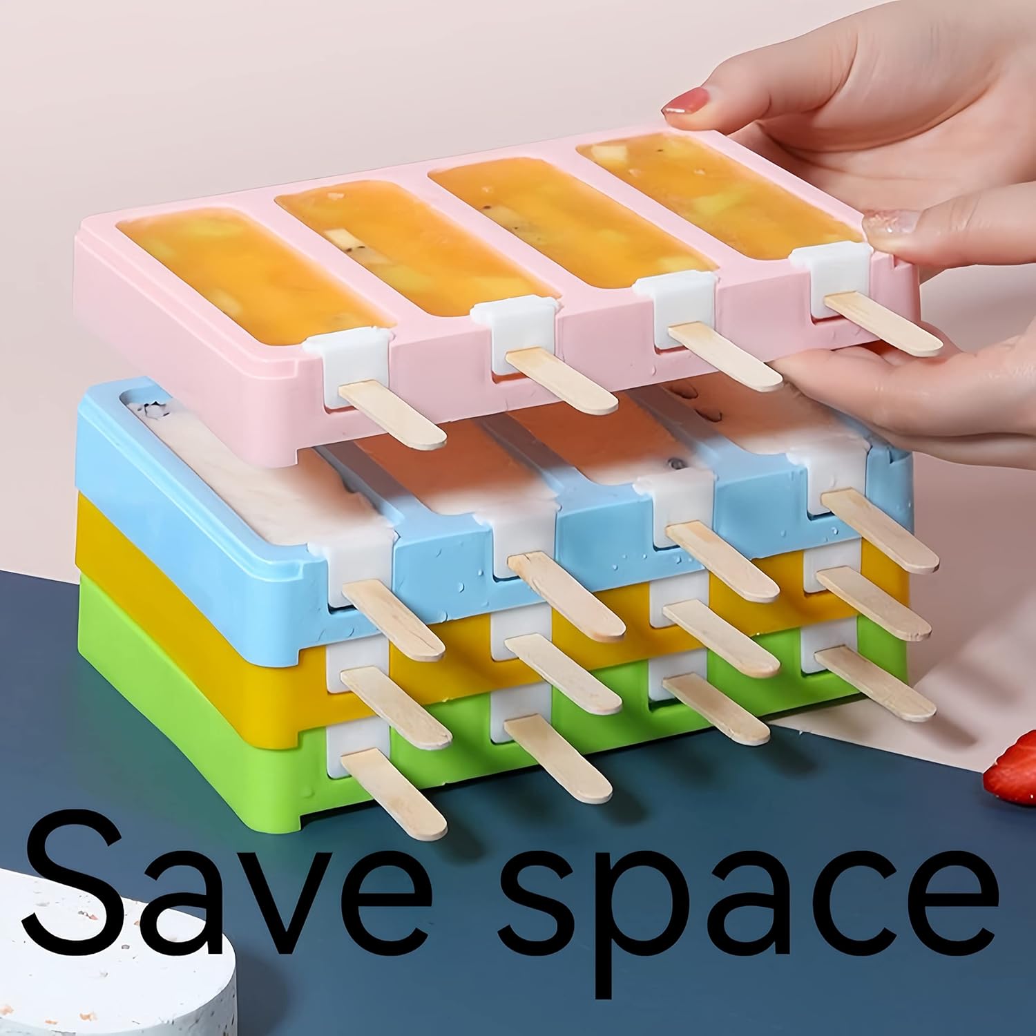 Juego de 2 moldes para paletas bonitas, 2 piezas, moldes para hacer helados, moldes para helados, accesorios de cocina, fácil liberación, leche