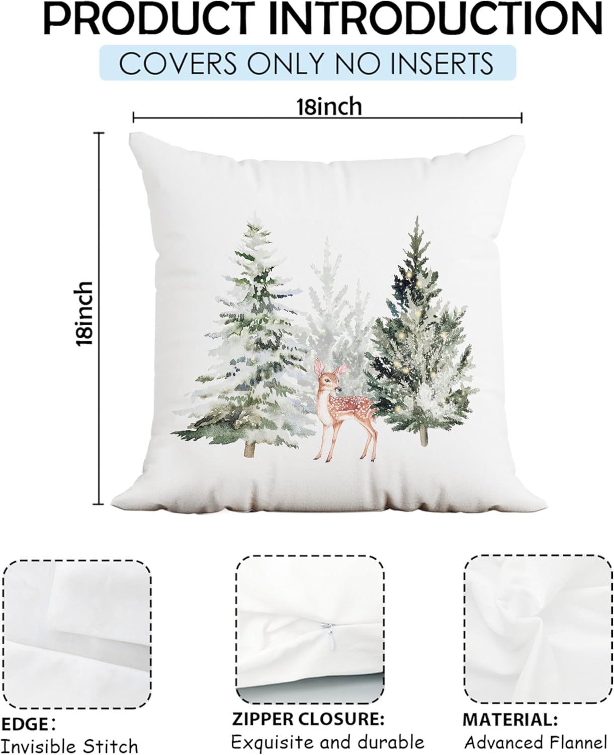 uinwk Fundas de almohada de árbol de Navidad de 18 x 18 pulgadas, funda de almohada de Feliz Navidad, fundas de almohada para árbol de Navidad,