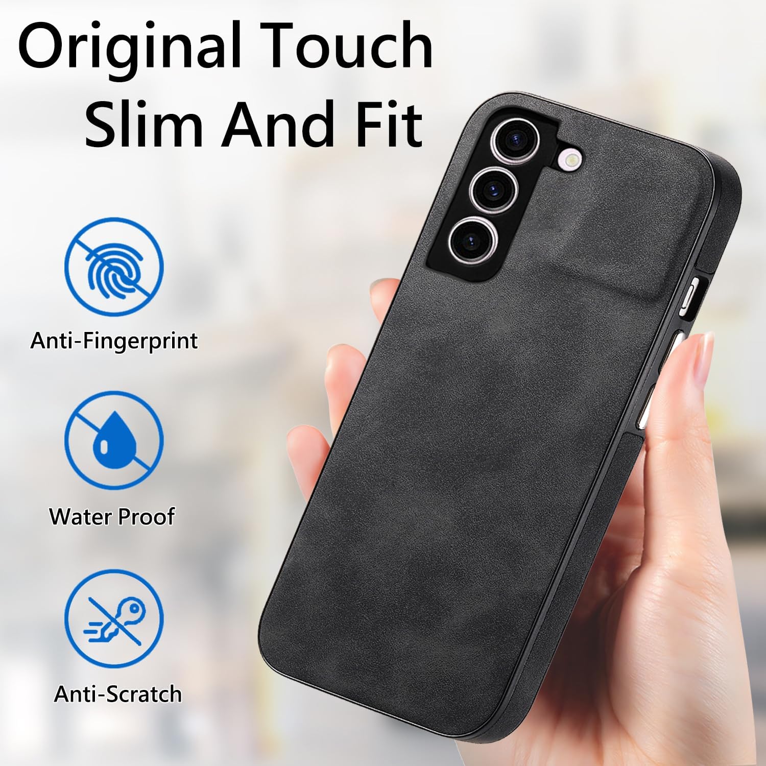 Asuwish Funda de teléfono para Samsung Galaxy S23 Plus S23+ 5G con protector de pantalla de vidrio templado y funda delgada de cuero suave,