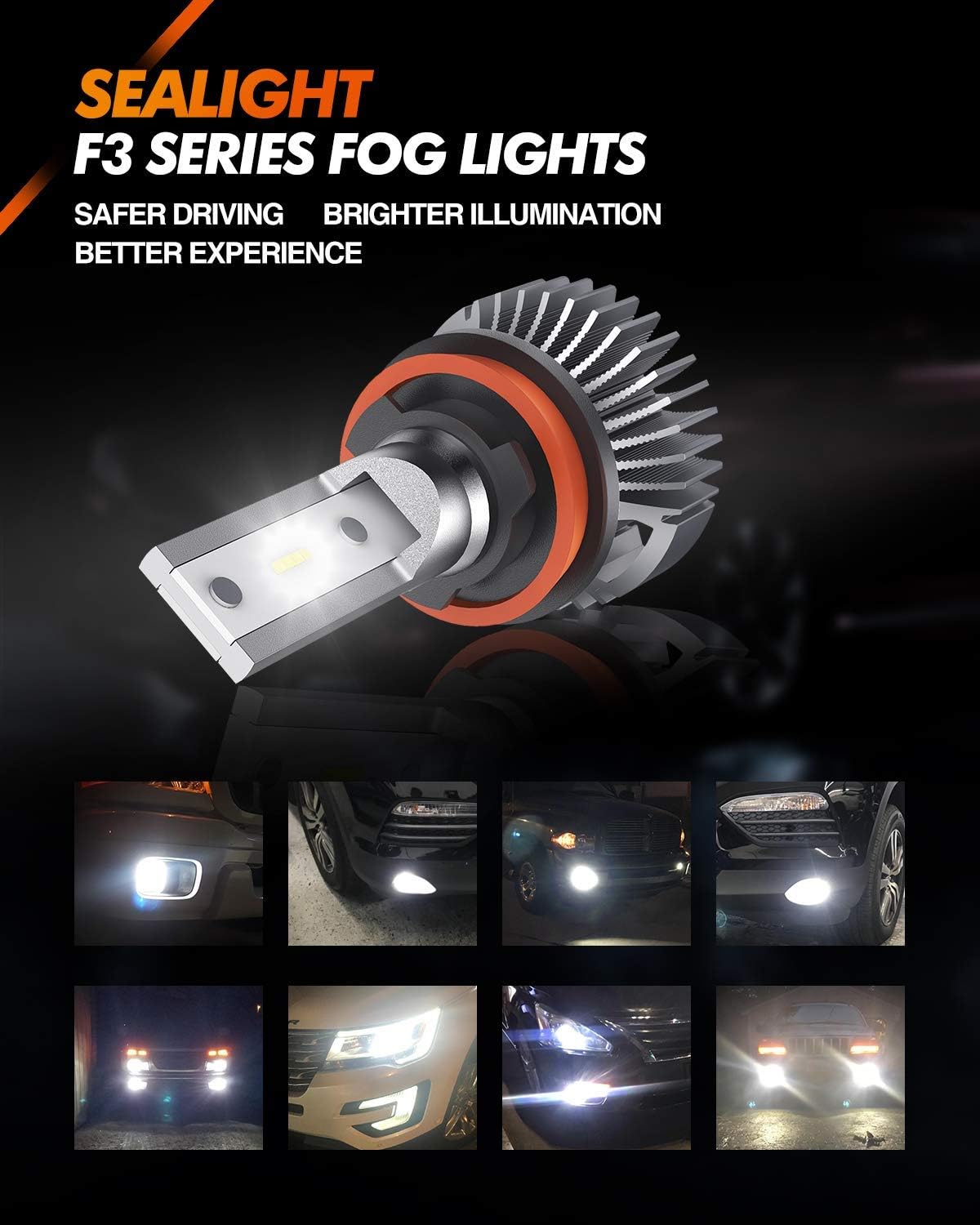 SEALIGHT 5202 5201 PS24W Bombillas LED antiniebla o DRL, 400% más brillante PS19W 9009 bombilla antiniebla para automóvil, 6000K xenón blanco, 16