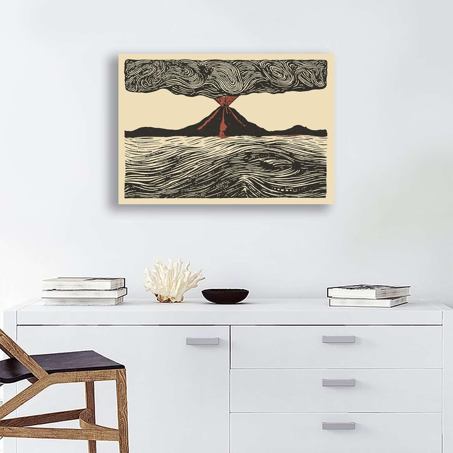 Imágenes de pared de lienzo 1902 Monte desconocido Pelee Erupción famosa línea dibujo lava negra isla volcánica geología póster cocina hogar comedor