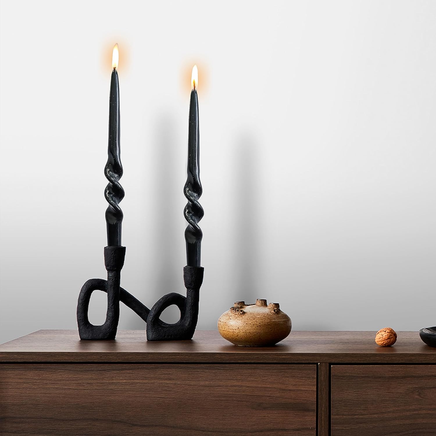Black Candles – Velas cónicas de Halloween en espiral, sin perfume, velas torcidas de 9 pulgadas para Halloween, Navidad, decoración del hogar,
