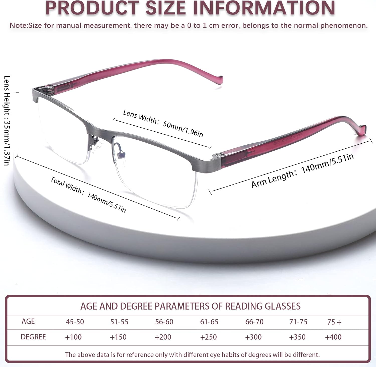 CLASAGA Progressive Multifocus Reading Glasses for Women Men, Blue Light Ladies Computer Reader Metal Half Frame Eyewear