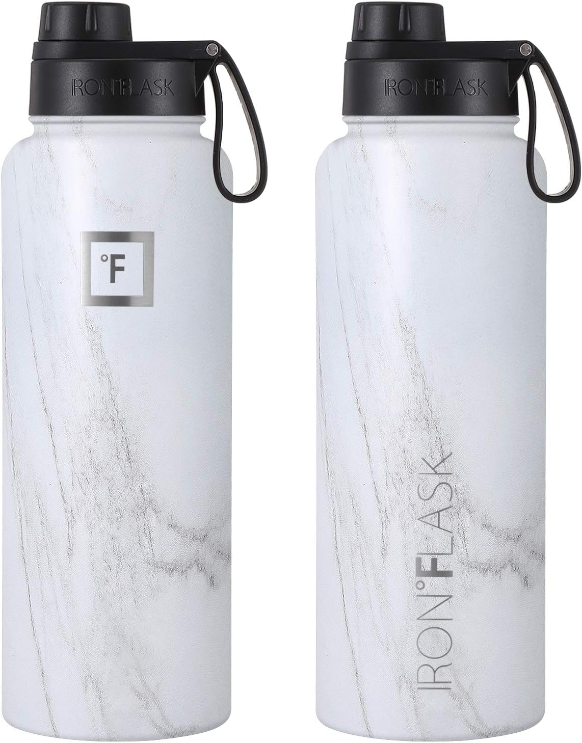 IRON FLASK – Botella deportiva de 14, 18, 22, 32, 40, 64 o 128 onzas, 3 tapas (boquilla), acero inoxidable aislado al vacío, doble pared moderna,