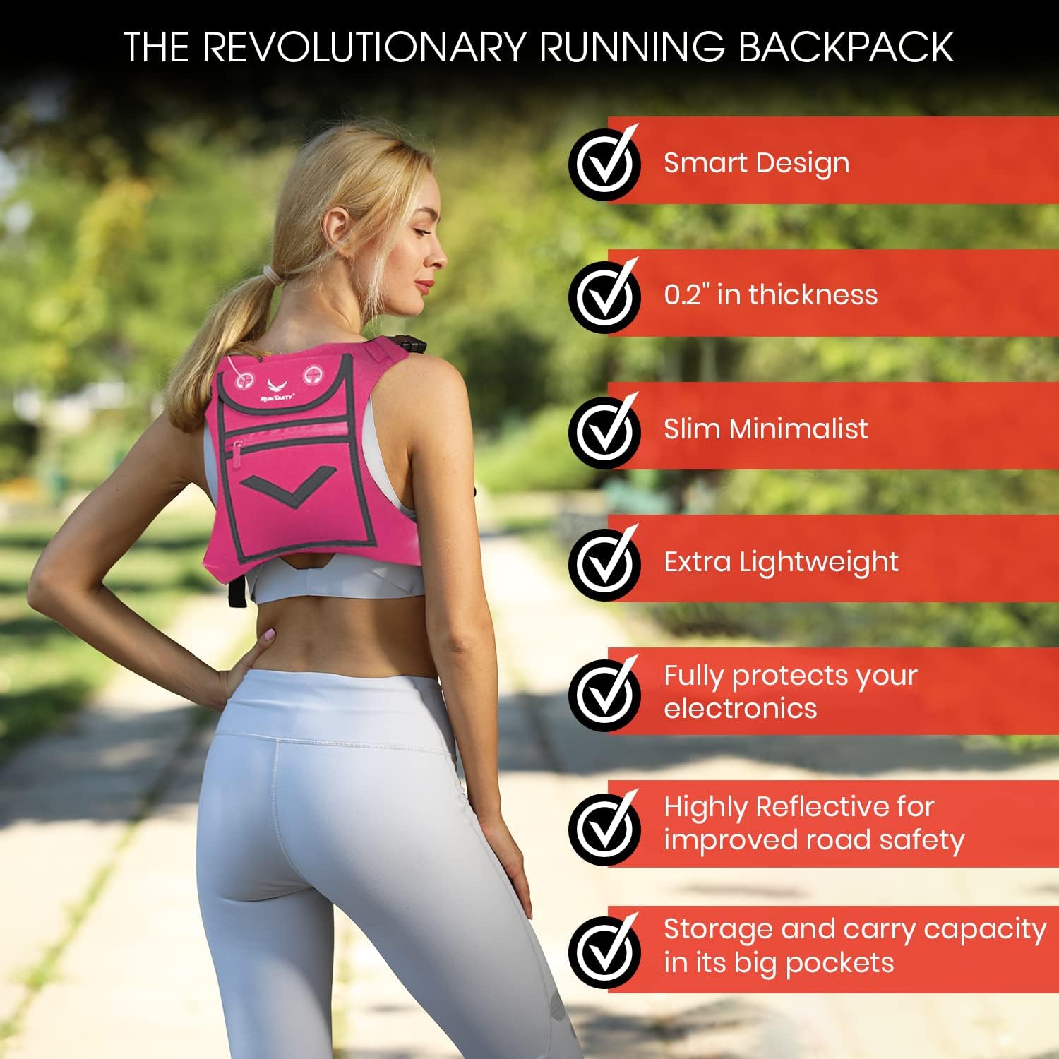 Mini chaleco de mochila para correr para hombres y mujeres, equipo de alta visibilidad, sostiene objetos de valor, cualquier teléfono, ideal para