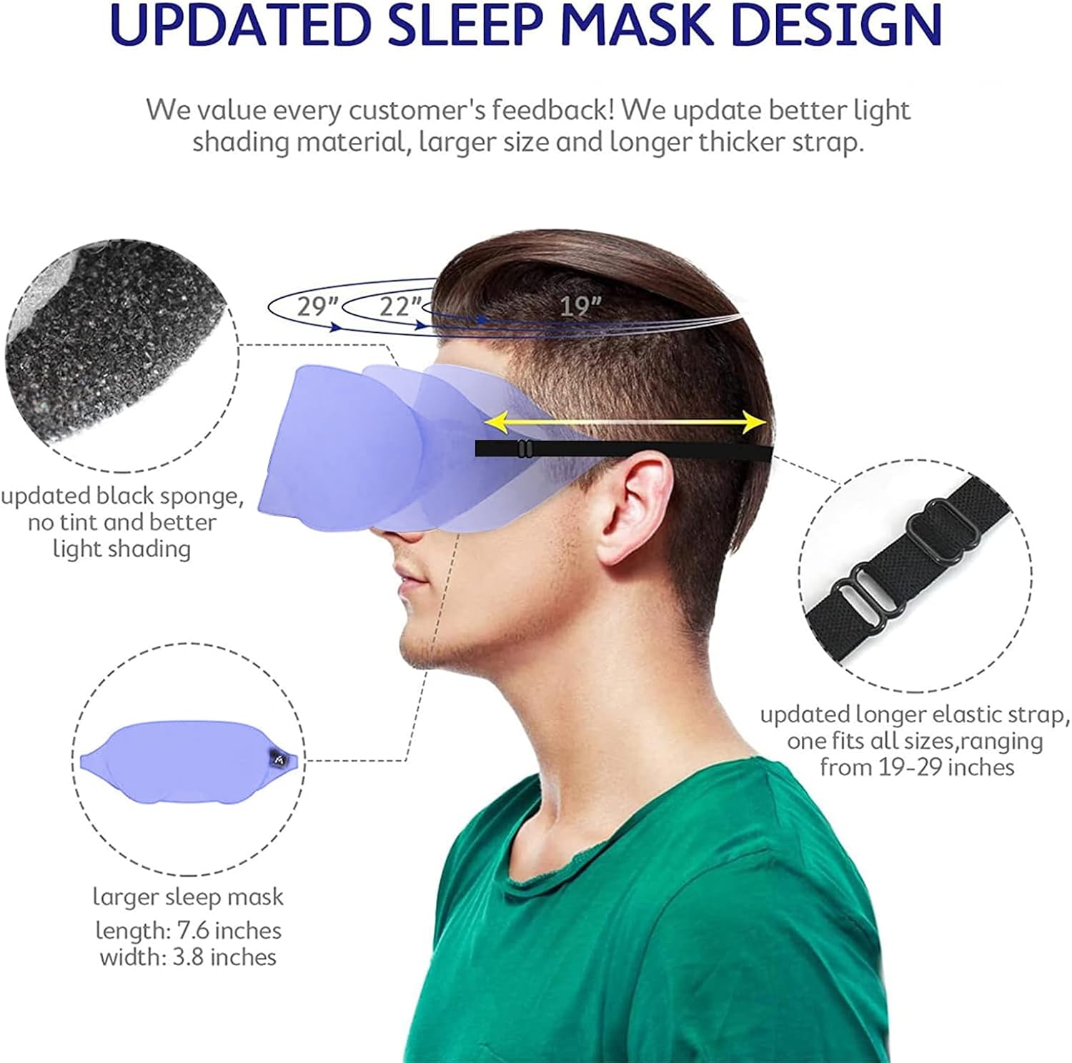 Mavogel Antifaz de algodón para dormir  Máscara de dormir transpirable con bloqueo de luz, suave y cómoda para hombres y mujeres, cubierta de ojos