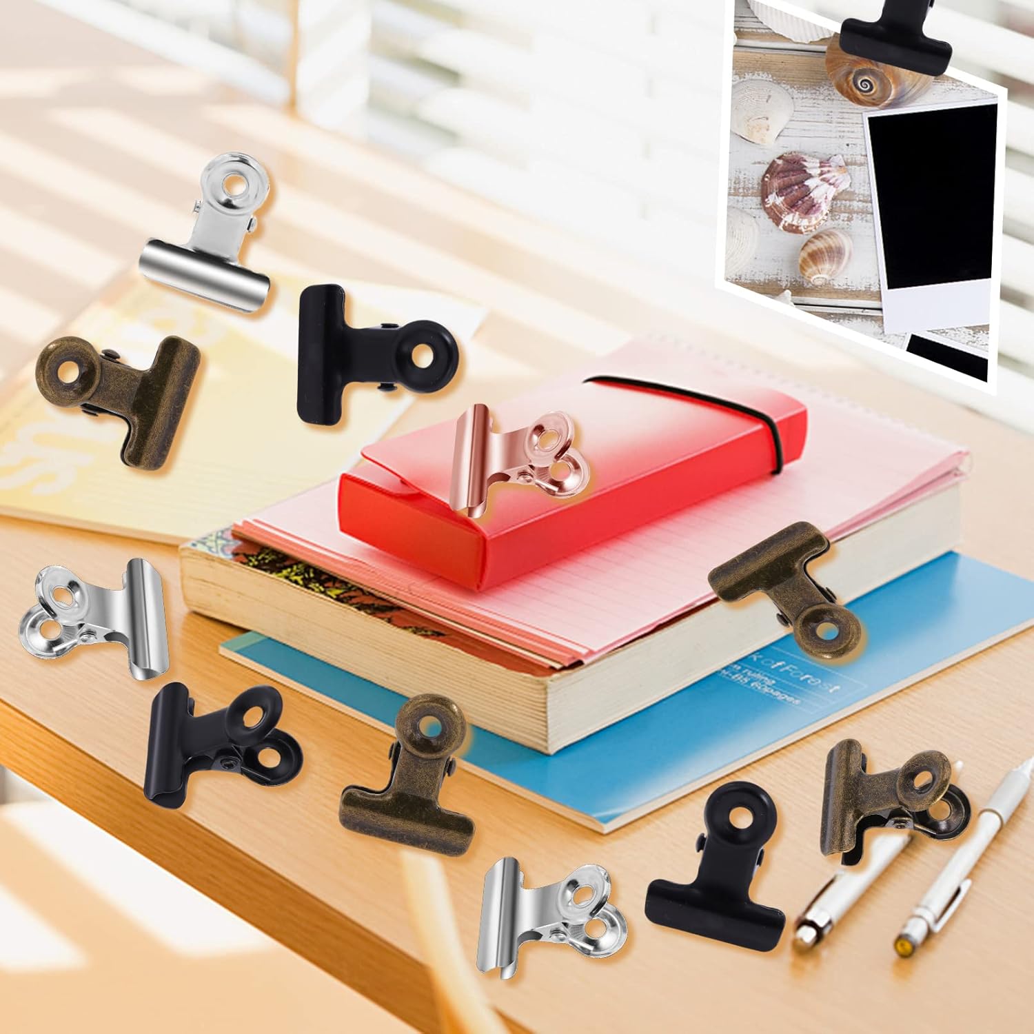 40 Pack Bulldog Clips,1 Inches Small Metal Clips,Metal Hinge Clips,Photo Clips,Paper File Clips for Crafts,Food Bags,Drawings, Photos at Home