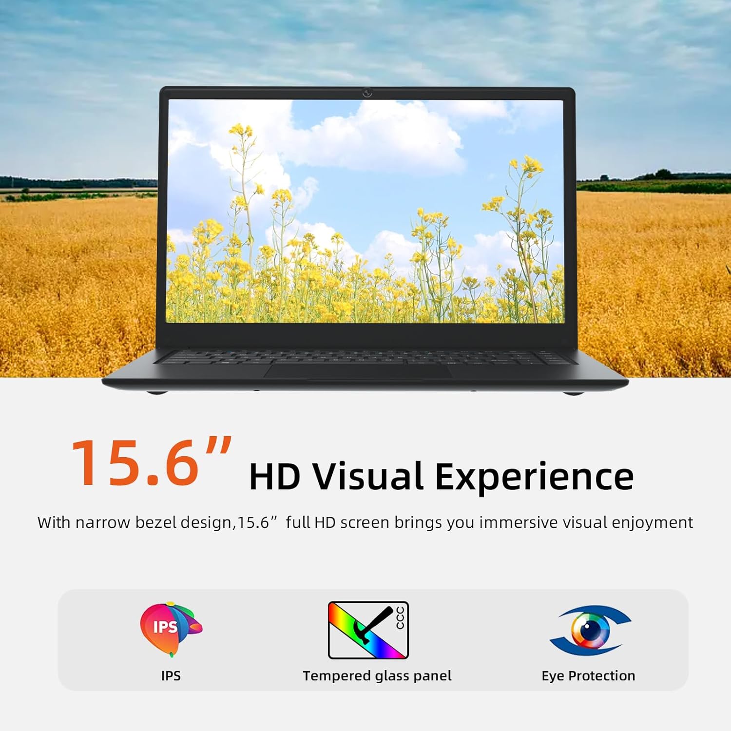 Computadora portátil de 15.6 pulgadas, Celeron N3450 de cuatro núcleos, 4 GB de RAM y SSD de 192 GB, computadoras portátiles Win11 con FHD IPS,