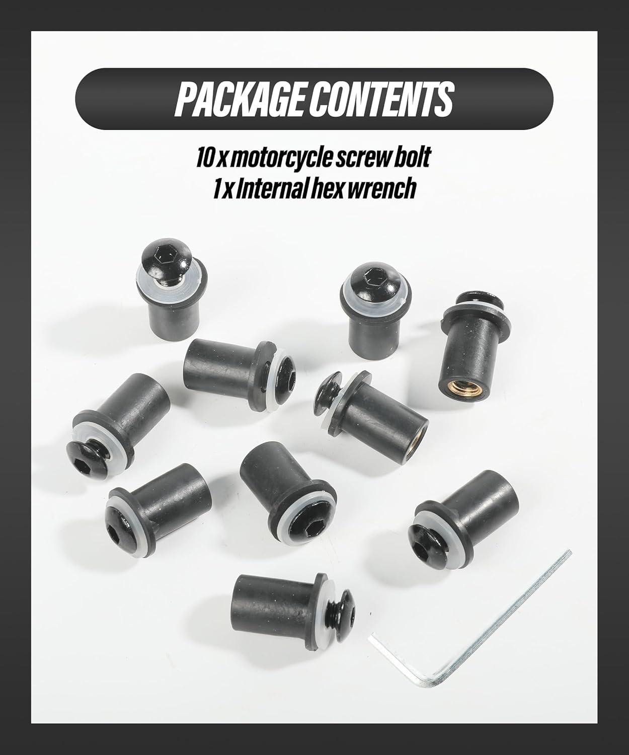 ESEWALAS 10 tornillos para parabrisas, kit de tornillos para parabrisas de motocicleta, accesorios de automóvil, carenado de motocicleta, tornillos