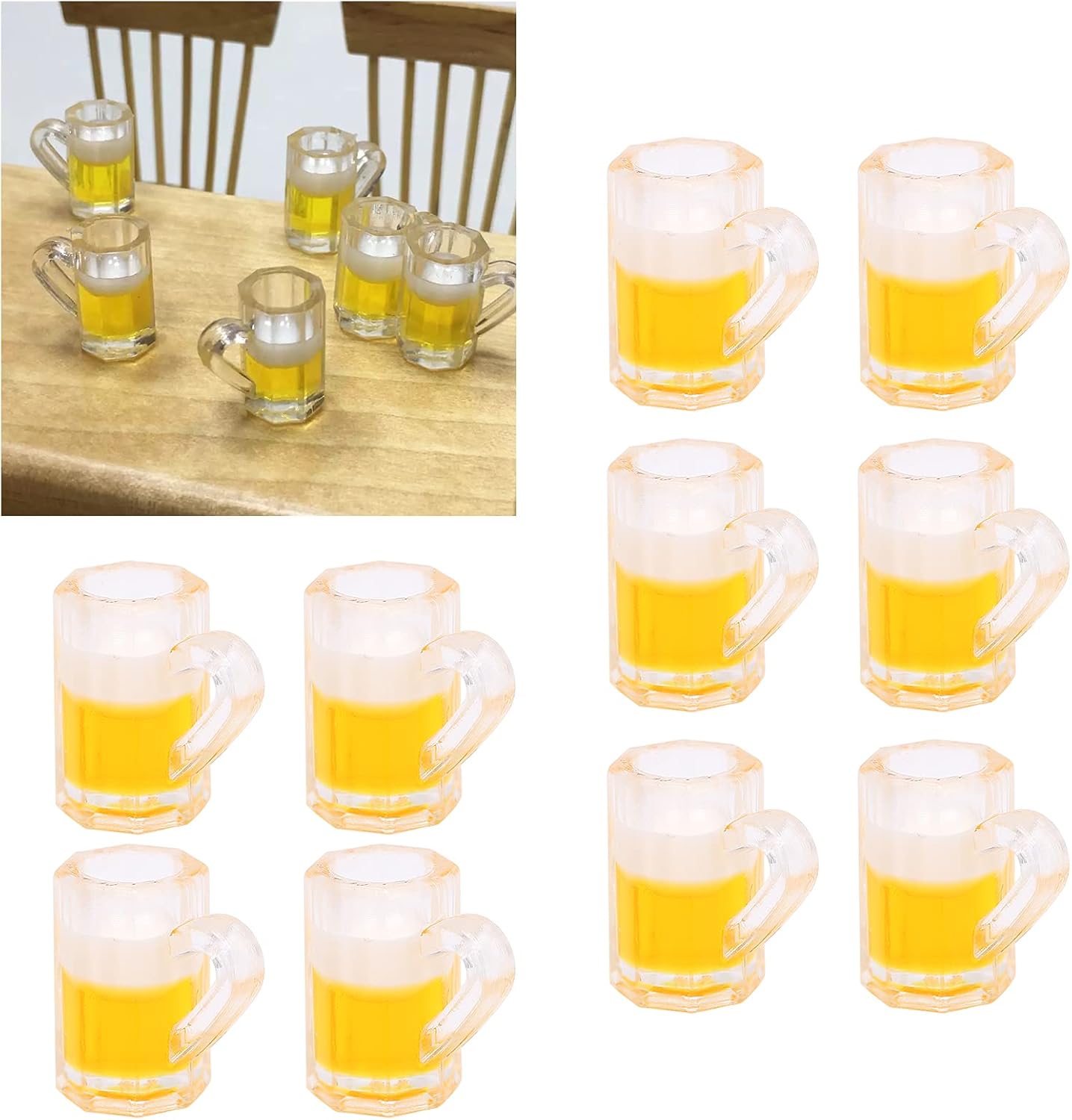 10 mini tazas de cerveza de plástico de 1 onza, vasos de chupito pequeños con asas, vasos transparentes reutilizables para degustación de cerveza