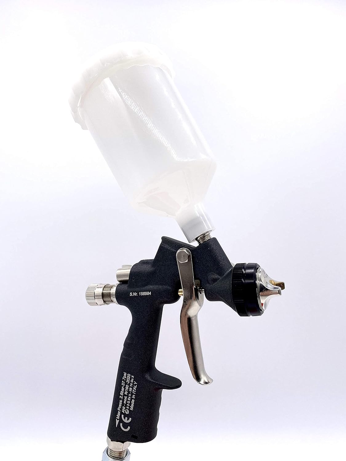 Ani HVLP R150- mini pistola aerosol con copa de nailon de 8.4 oz, Negro