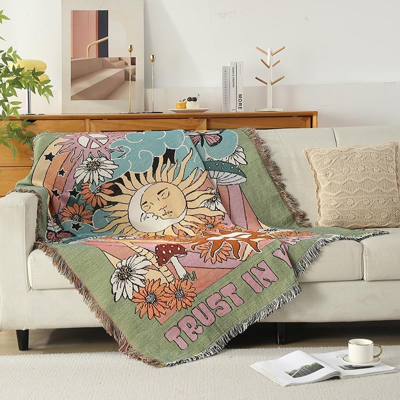 Shesyuki Southwest – Manta decorativa bohemia azteca para sofá, silla, sofá, cama, al aire libre, playa, viajes, 51 x 63 pulgadas