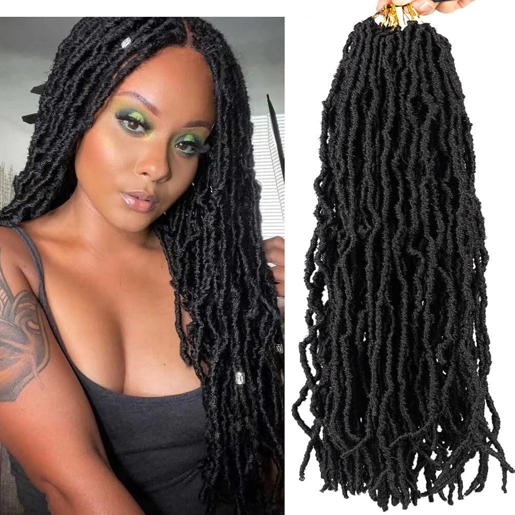 FAIRISE – 6 paquetes de pelo sintético de ganchillo para mujeres negras – Rastas largas y suaves de 18 pulgadas 1B negro natural – Pelo sintético