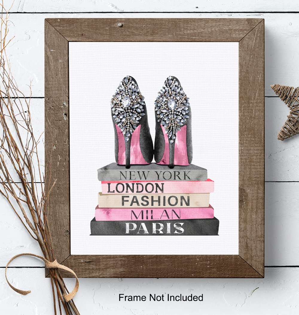 Glam Fashion Design Wall Art 11×14 – Luxury Gift for Women – Pink Black Poster – Girls Bedroom, Living Room Decor – Fashion Wall Art for Women –