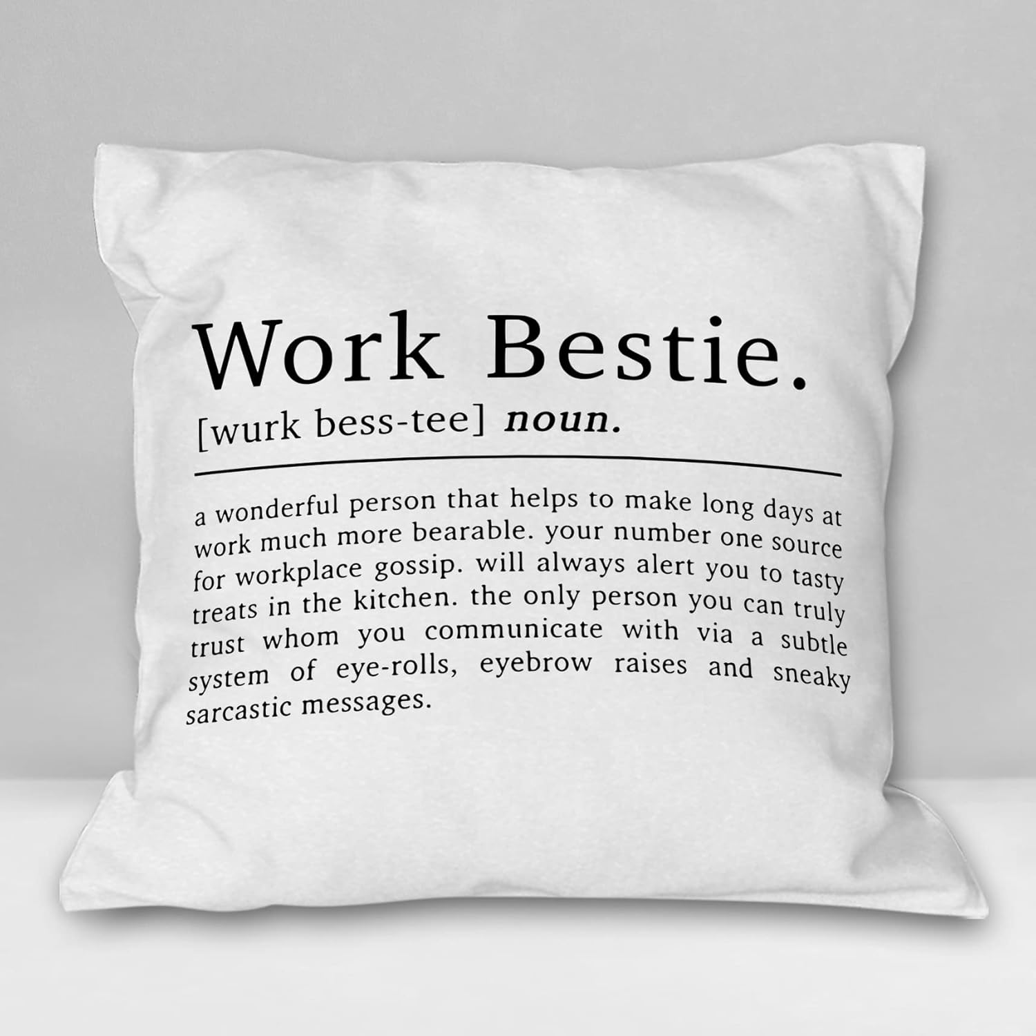 Work Bestie Definition – Fundas de almohada suaves para Navidad, cumpleaños, decoración con cita de amistad, decoración para el hogar, dormitorio,