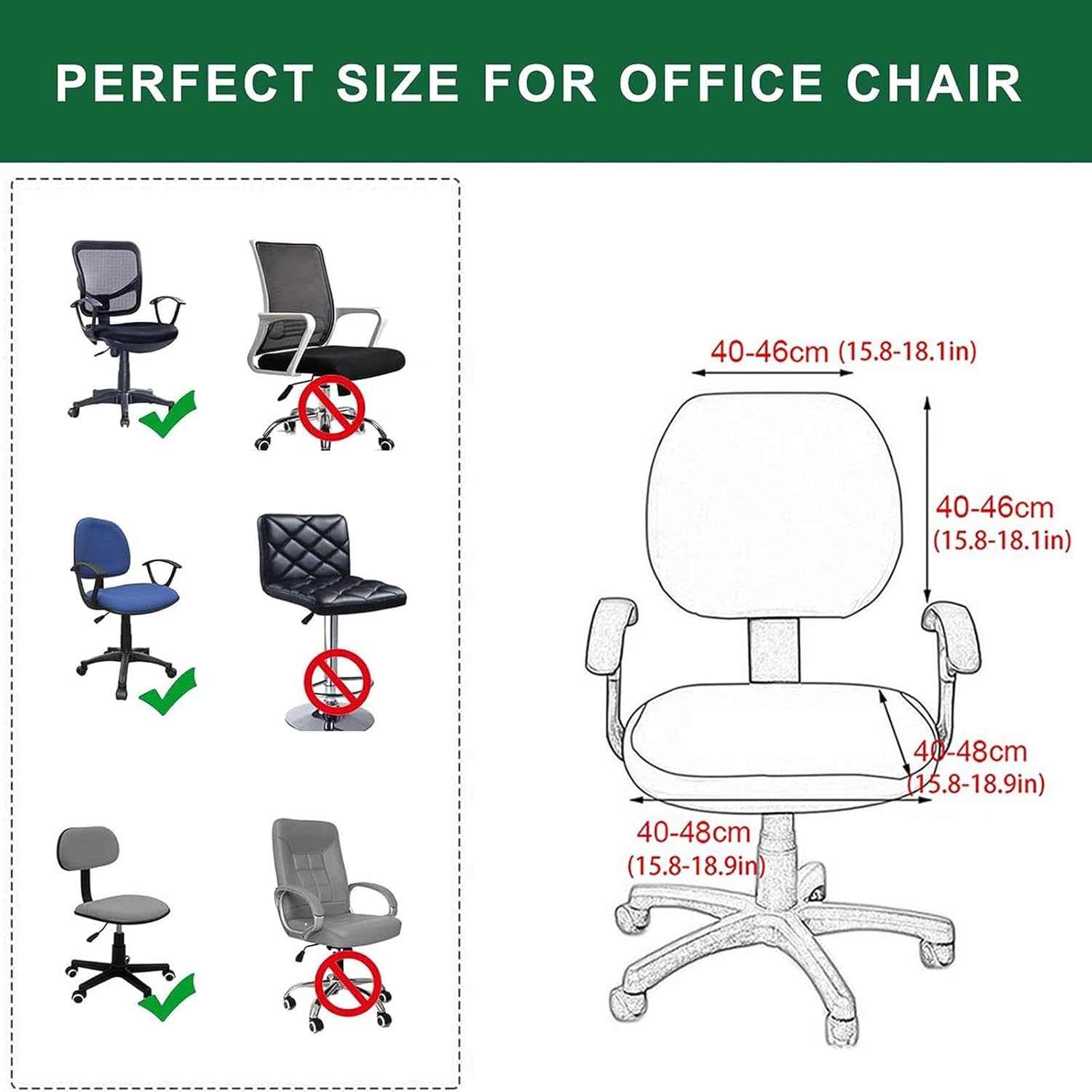GOSTADY Funda elástica para silla de oficina, funda elástica para silla de computadora, funda giratoria universal para silla de escritorio, lavable,