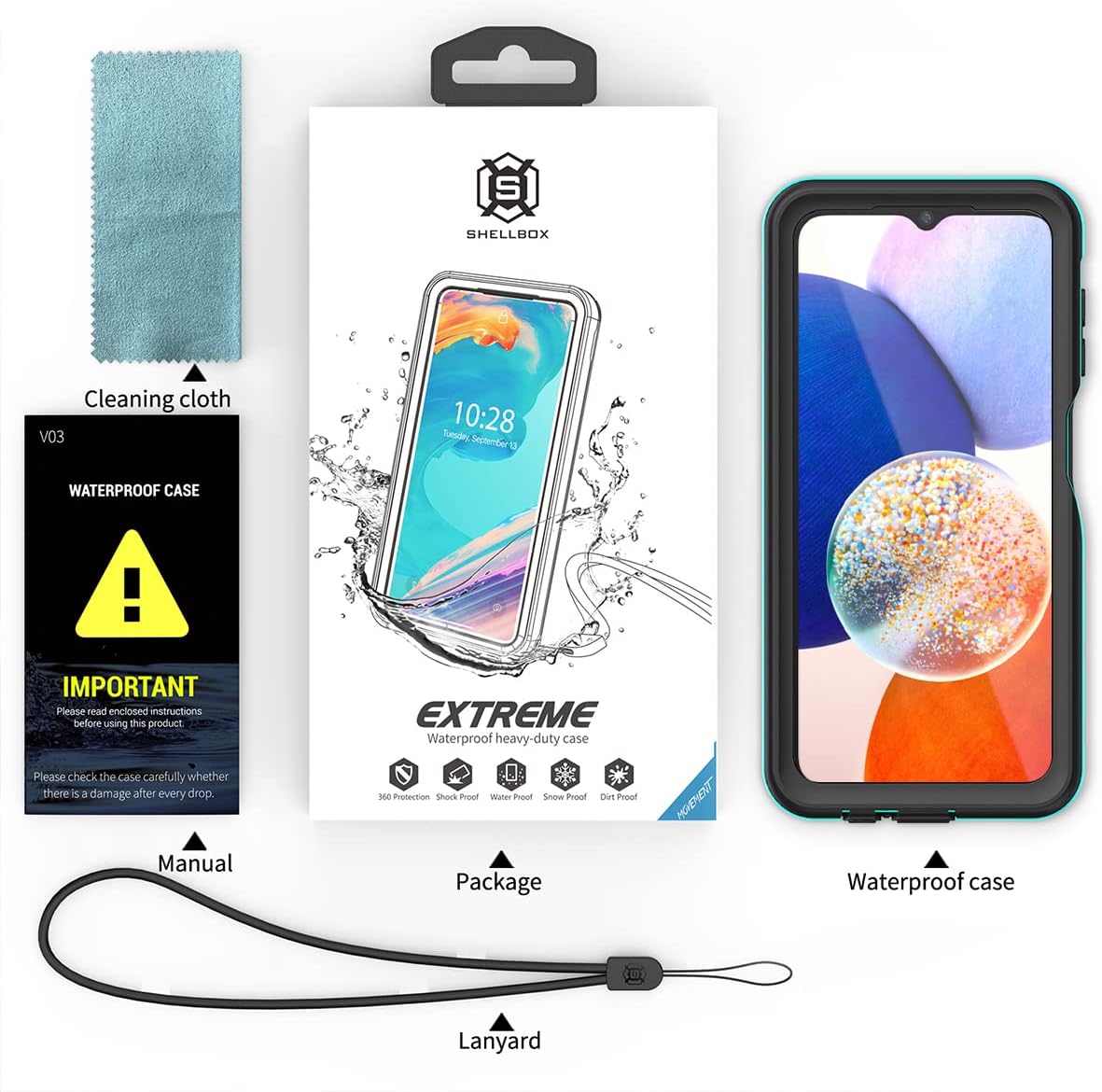 AICase Funda impermeable para Samsung Galaxy A14 5G, transparente, a prueba de agua, a prueba de golpes, a prueba de polvo, a prueba de nieve,