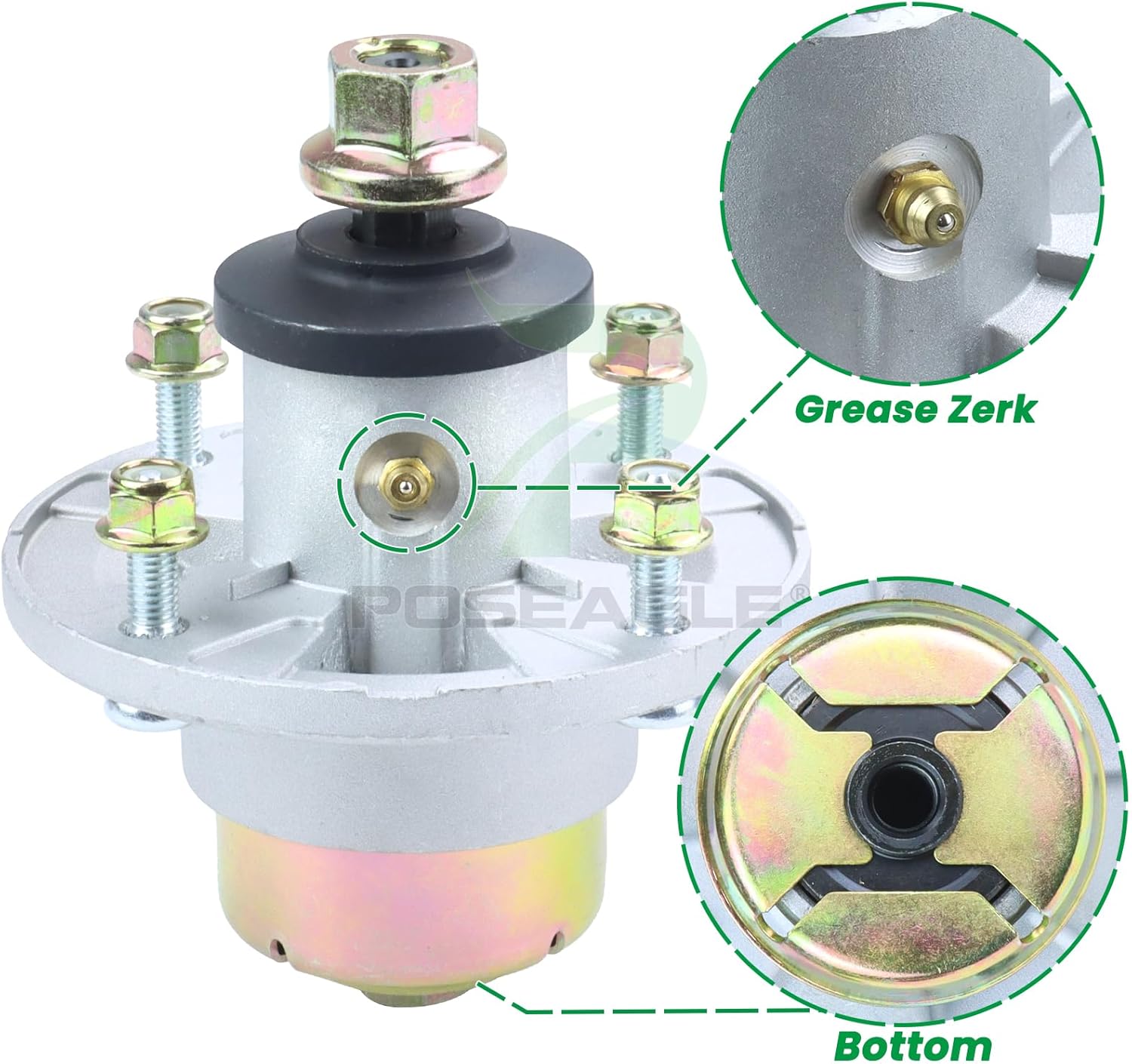 Paquete de 3 AM144608 Conjunto de husillo para John Deere S220 S240 X330 X350 X354 X380 X384 X390 X570 X580 X750 X949 Z315E Z320M Z325E Z325E 330M