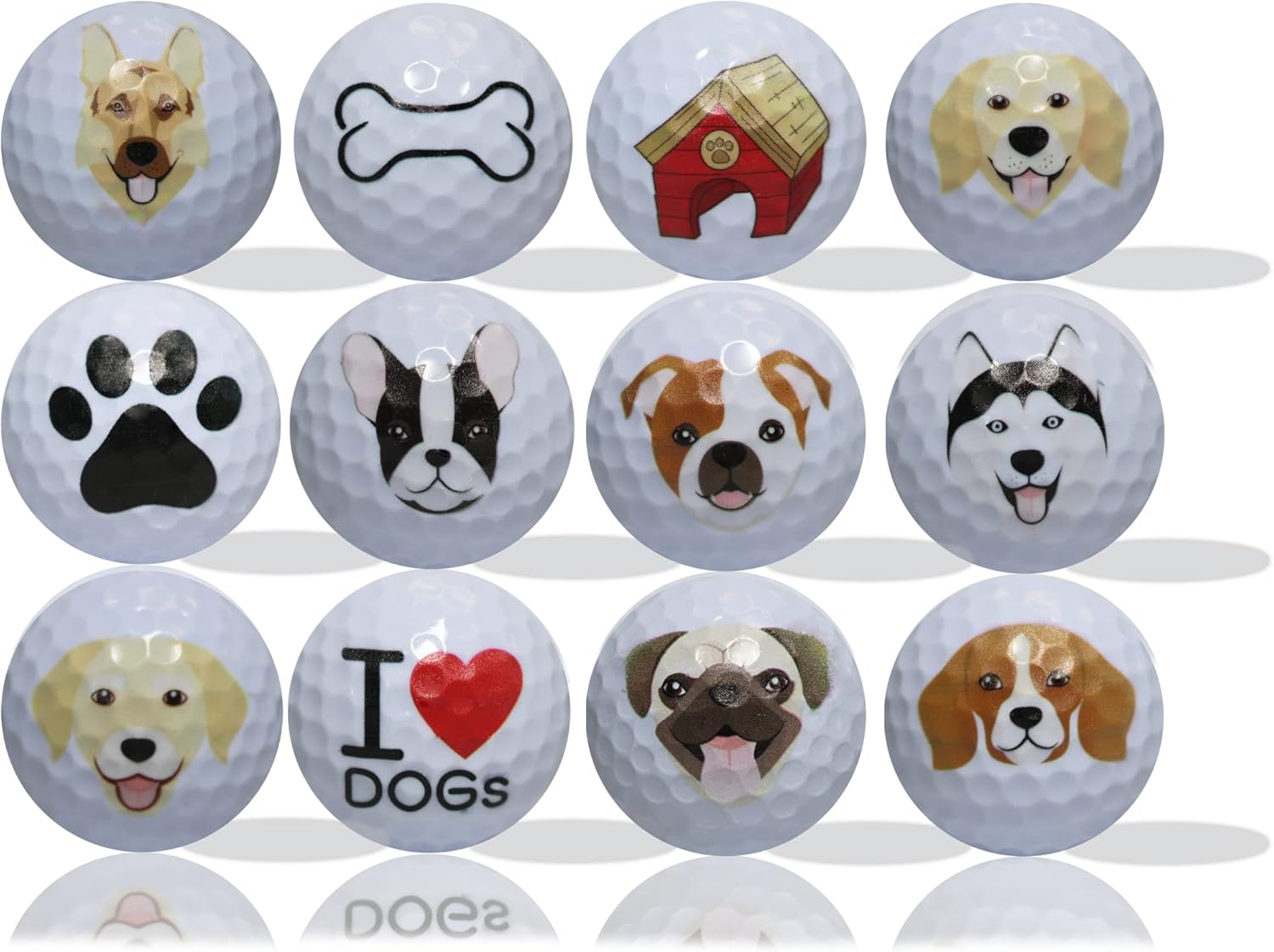 Pelotas de golf para amantes de los perros, paquete de 12 unidades  Gran idea de regalo de mamás, papás y niños  Perfecto para la persona que lo