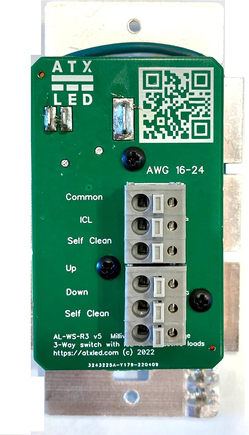 AL-WS-R3 Interruptor basculante de encendidoapagado estilo decorador, blanco, bajo voltaje (12 V, 24 V, 48 V, milivoltios) CC o CA, 2 amperios, baja