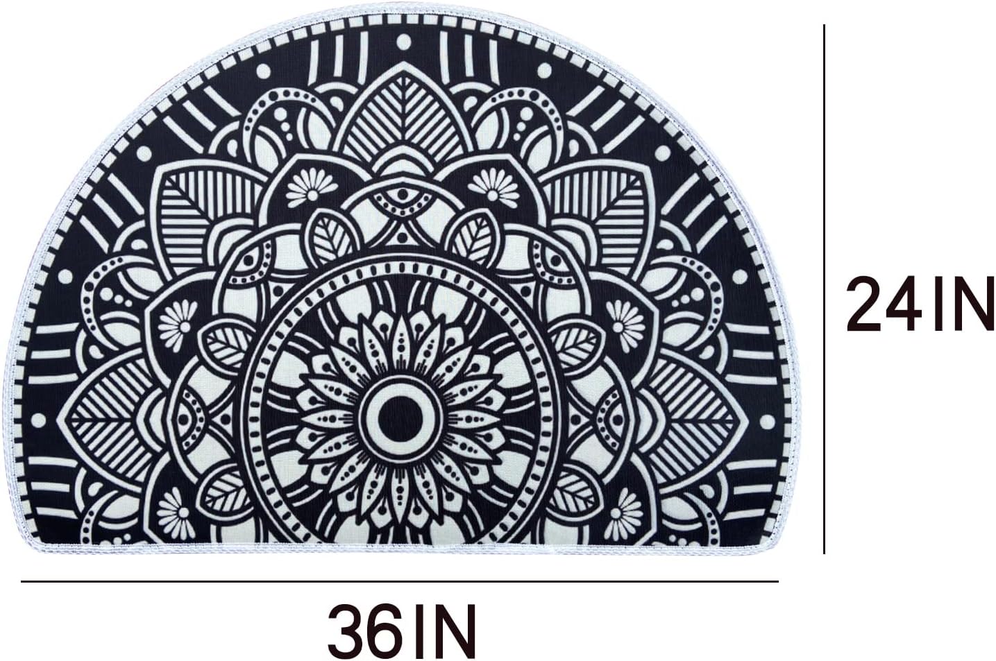 Tapete bohemio semicircular para entrada interior, 36 x 24 pulgadas, absorbente, antideslizante, para dormitorio, parte delantera y trasera, para