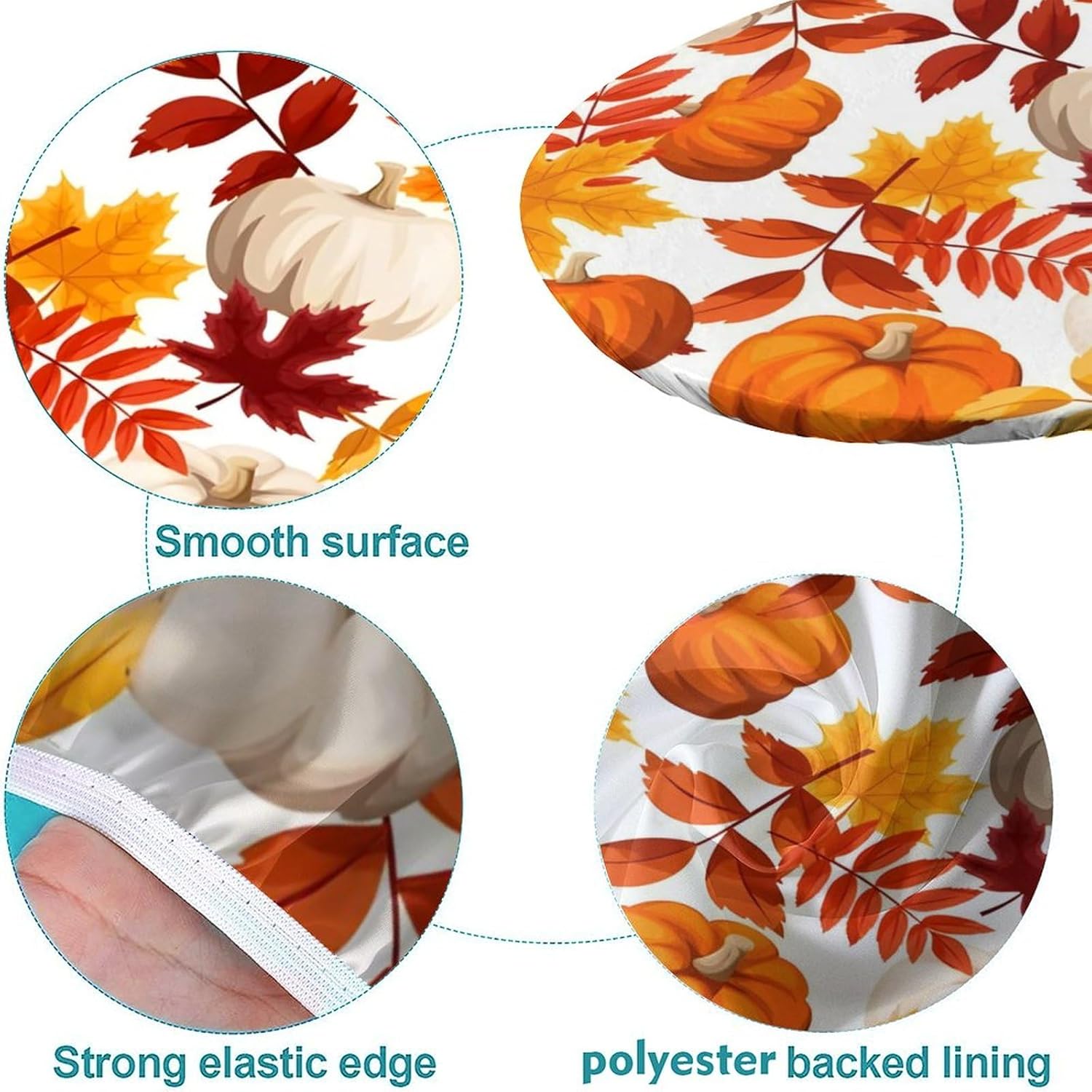 Manteles ovalados con borde elástico para otoño, mantel de calabaza de otoño, para picnic al aire libre, campamento y cocina, comedor, fiesta, se