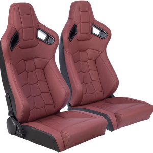 2 asientos de carreras, asientos universales de cuero de PVC con deslizadores de doble bloqueo para ajuste delantero y trasero, asientos de carreras 2 asientos de carreras, asientos universales de cuero de PVC con deslizadores de doble bloqueo para ajuste delantero y trasero, asientos de carreras