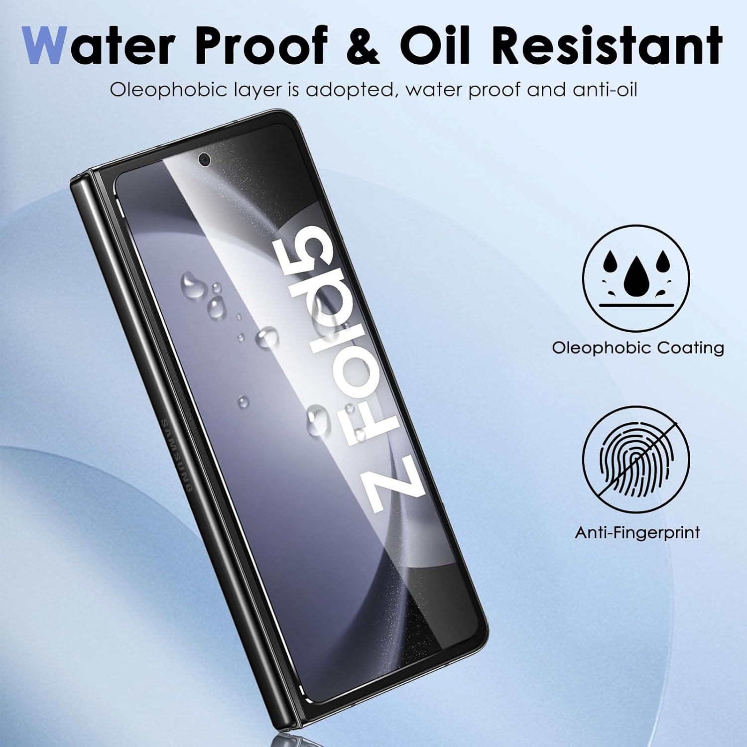 Paquete de 6 protectores de pantalla para Samsung Galaxy Z Fold 5, protector de pantalla frontal de vidrio templado + protector de pantalla interior