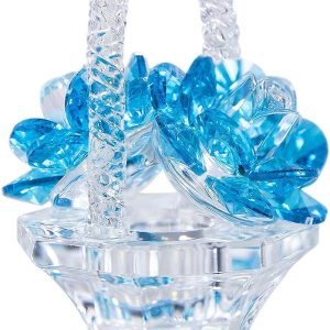 H&D HYALINE & DORA Figura de cesta de flores de cristal, adornos coleccionables, decoración del hogar, centro de mesa, regalo para dama, color azul H&D HYALINE & DORA Figura de cesta de flores de cristal, adornos coleccionables, decoración del hogar, centro de mesa, regalo para dama, color azul