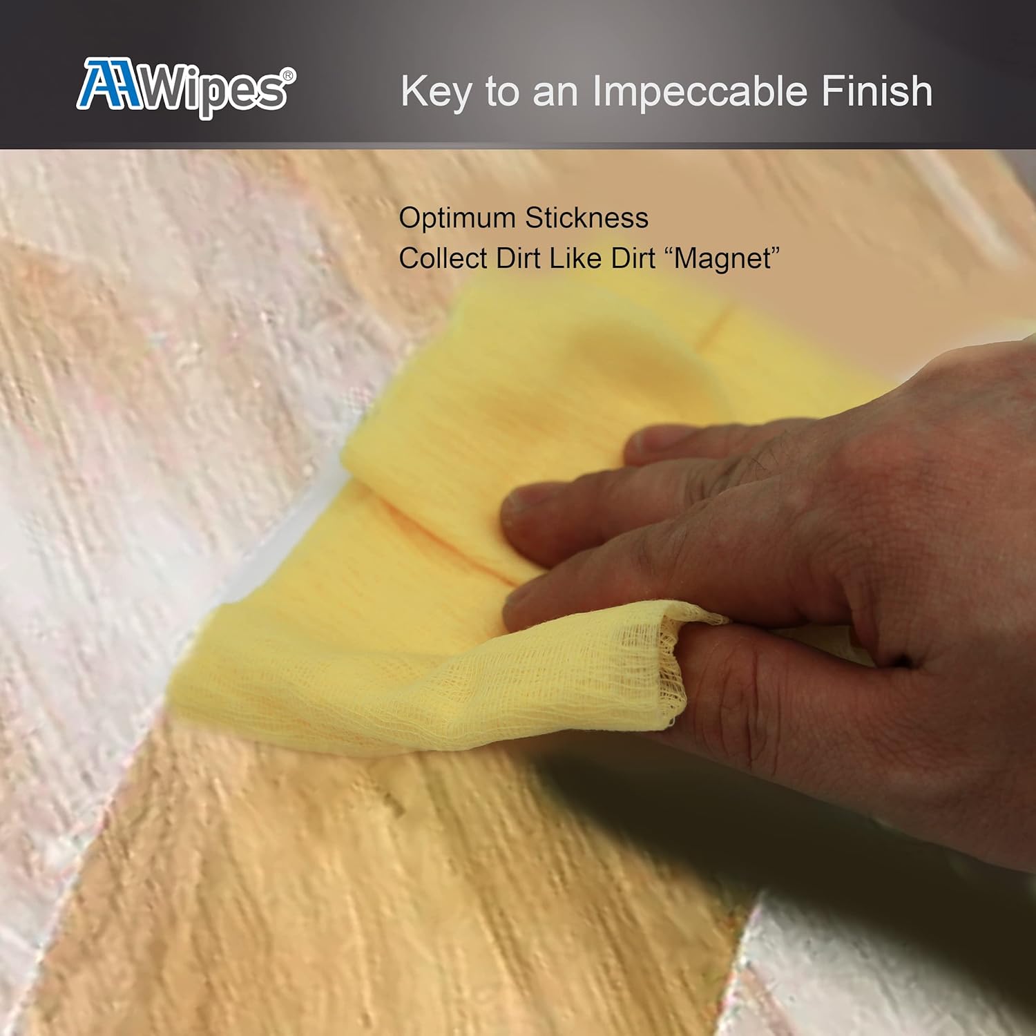 Tack Cloth (TC183610Y) – Paquete de 10 trapos 100 % algodón, amarillo claro, 18 x 36 pulgadas, eliminación de polvo y superficies limpias para