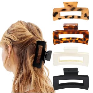 Paquete de 4 pinzas cuadradas, pinzas para el cabello para mujeres y niñas, pinzas de pelo antideslizantes medianas de 3.5 pulgadas, pinzas de pelo Paquete de 4 pinzas cuadradas, pinzas para el cabello para mujeres y niñas, pinzas de pelo antideslizantes medianas de 3.5 pulgadas, pinzas de pelo