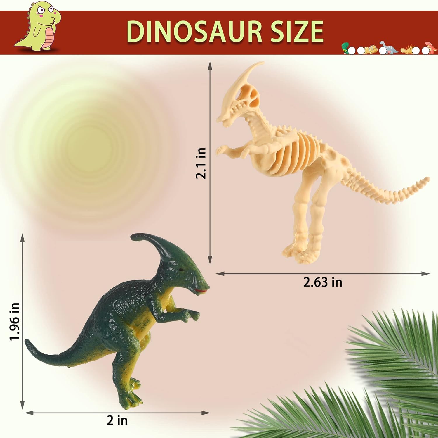 UPINS 24 piezas de juguete de esqueleto de dinosaurio de 3.5 pulgadas surtidas figuras de dinosaurios y esqueletos fósiles de dinosaurios con caja