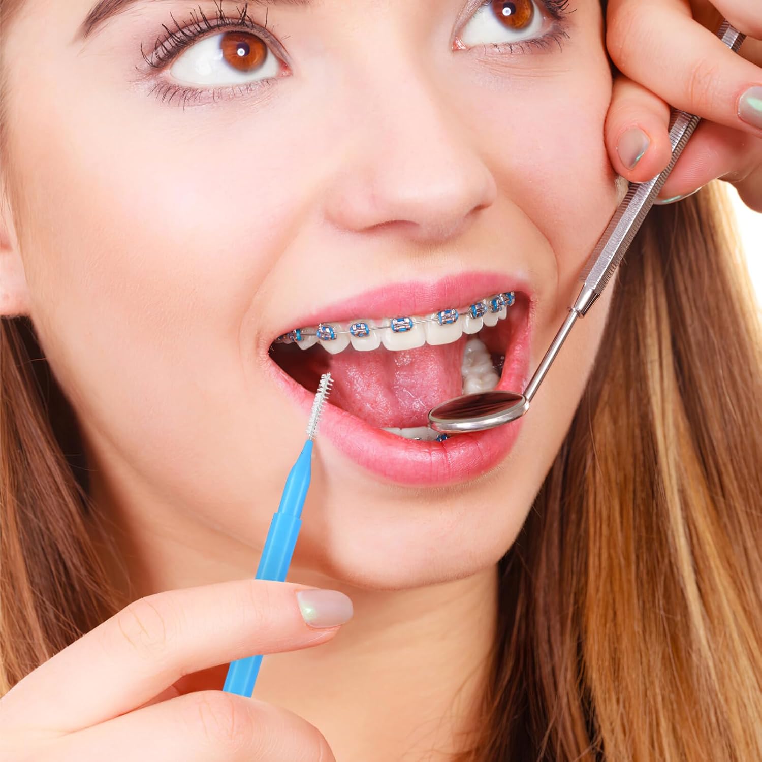 LALAFINA 100 piezas limpiador interdental cepillo limpiador de dientes, llaves limpiadoras para aparatos ortopédicos, cepillo limpiador de cepillos
