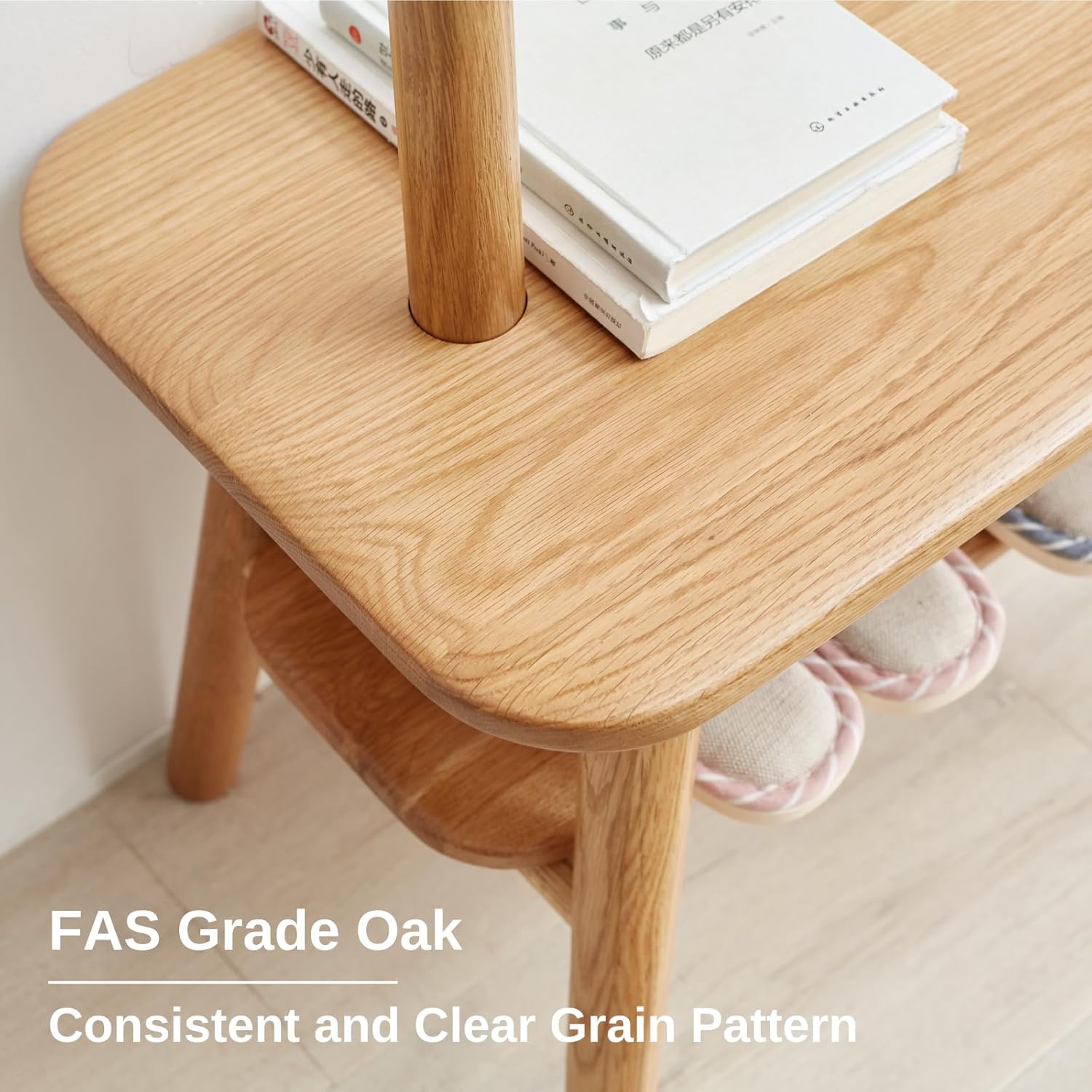 Árbol de pasillo 100% roble sólido, perchero para zapatos, pequeño árbol de entrada con banco para sala de estar, dormitorio (31.49 pulgadas,