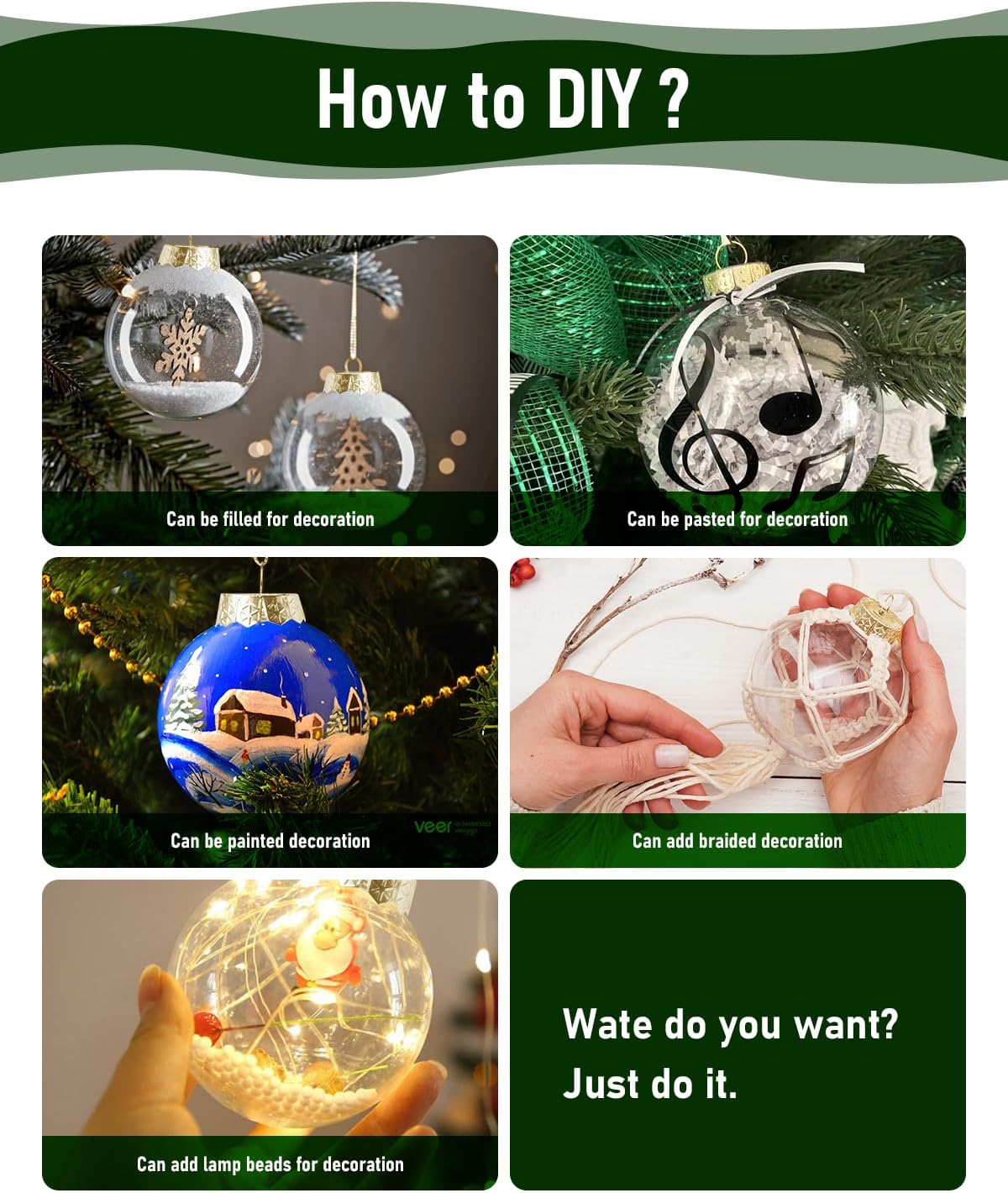 Adornos transparentes para manualidades (juego de 12, 3.15 pulgadas3.150 in), adornos de Navidad transparentes, adornos de plástico transparente,