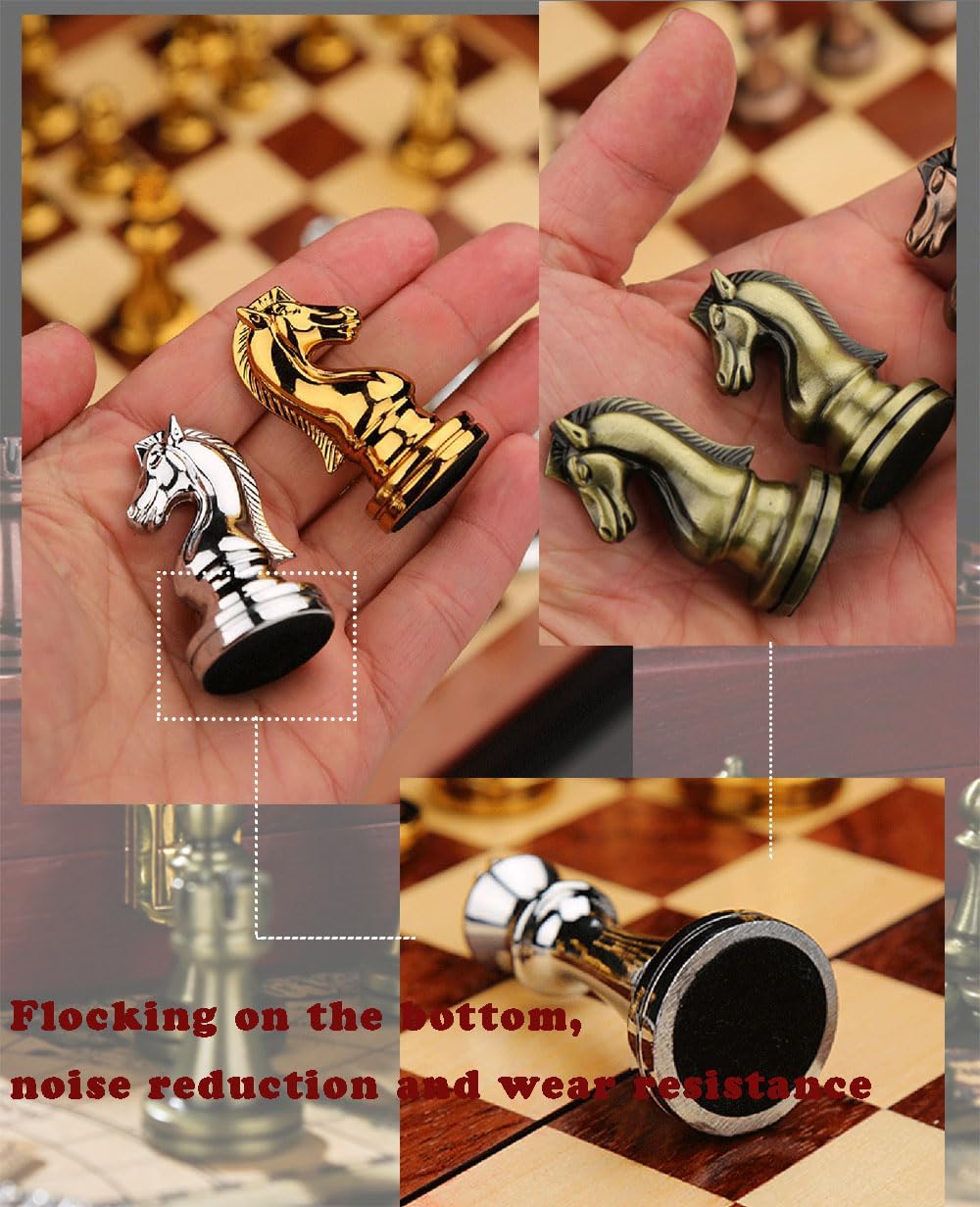 Juego de ajedrez plegable de metal con piezas magnéticas, juego de ajedrez internacional avanzado para 2 jugadores, regalos para adultos para niños