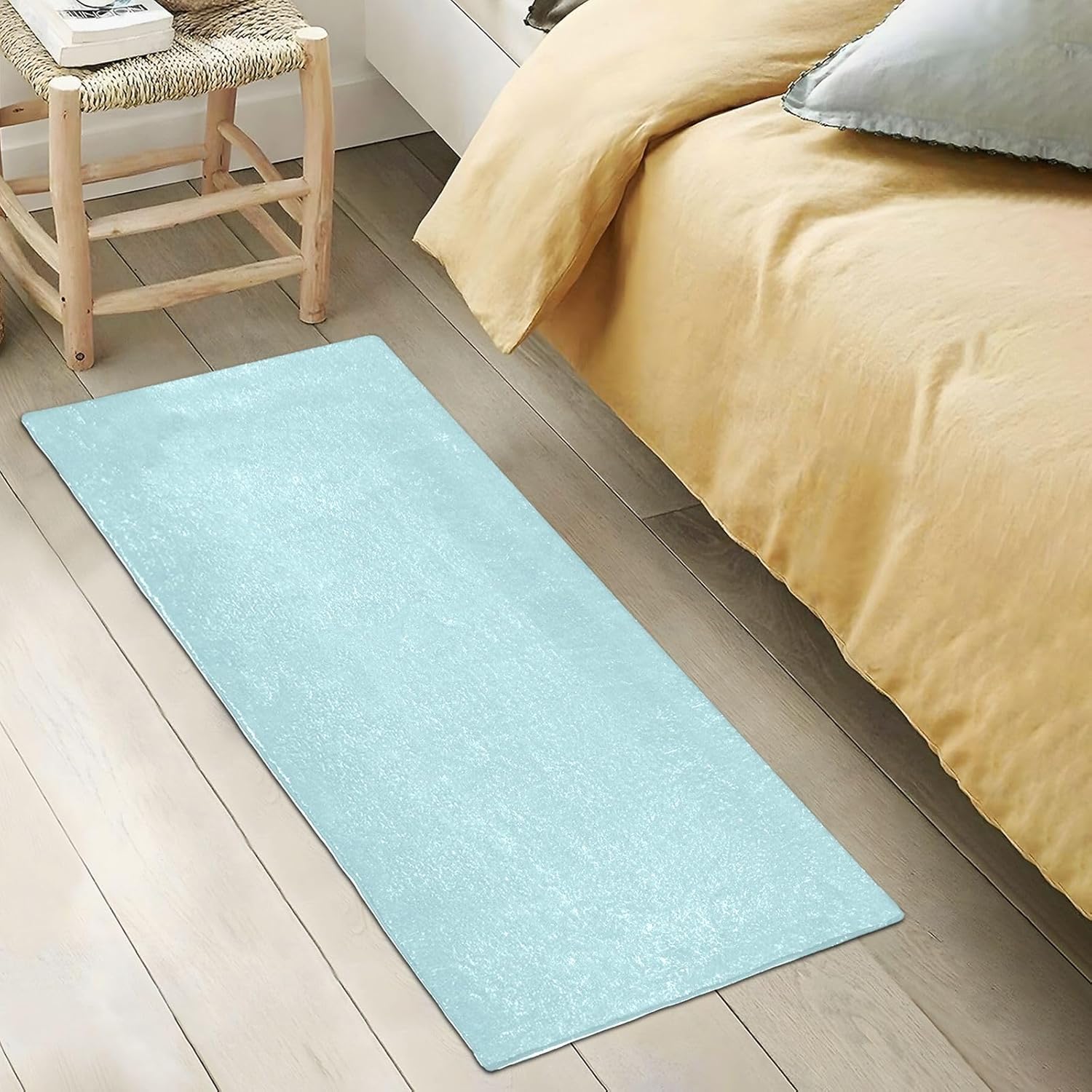 Aqua – Alfombra de felpa para baño, absorbente, antideslizante, con parte trasera de goma, lavable, 39 x 20 pulgadas