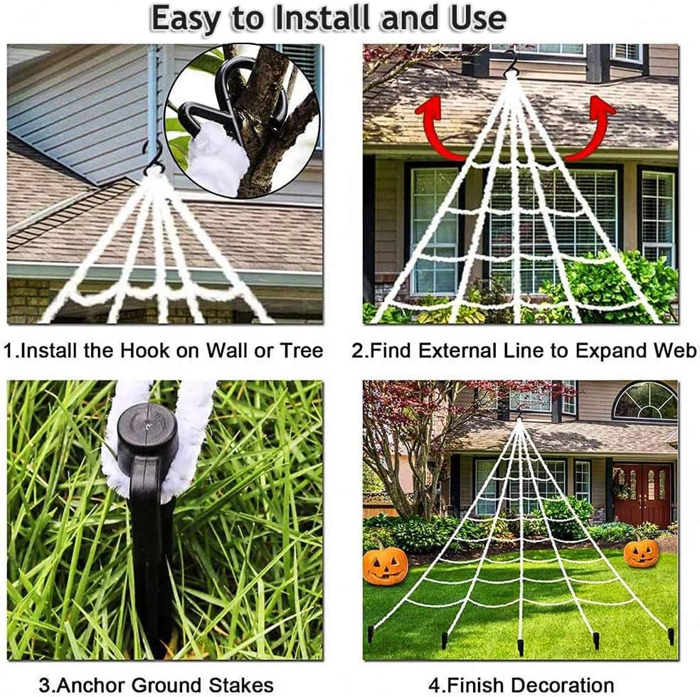 Decoraciones de araña de Halloween, telaraña de 220 pulgadas + araña gigante de 60 pulgadas, telarañas elásticas de 300 pies cuadrados, 25 arañas