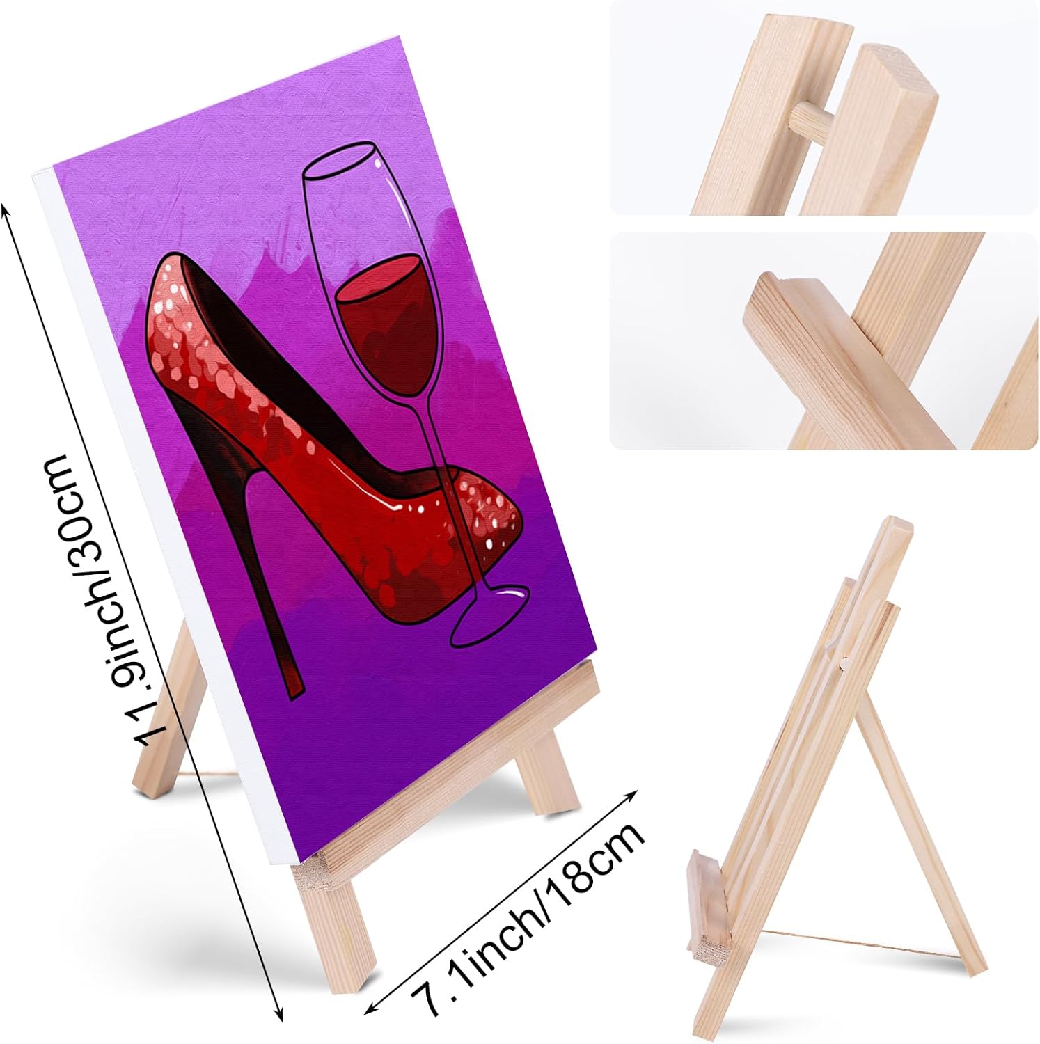 VOCHIC Kit de pintura y sorbo Kit de pintura en lienzo predibujado para adultos, kit de suministros de fiesta con imagen para pintar, 1 caballete, 8