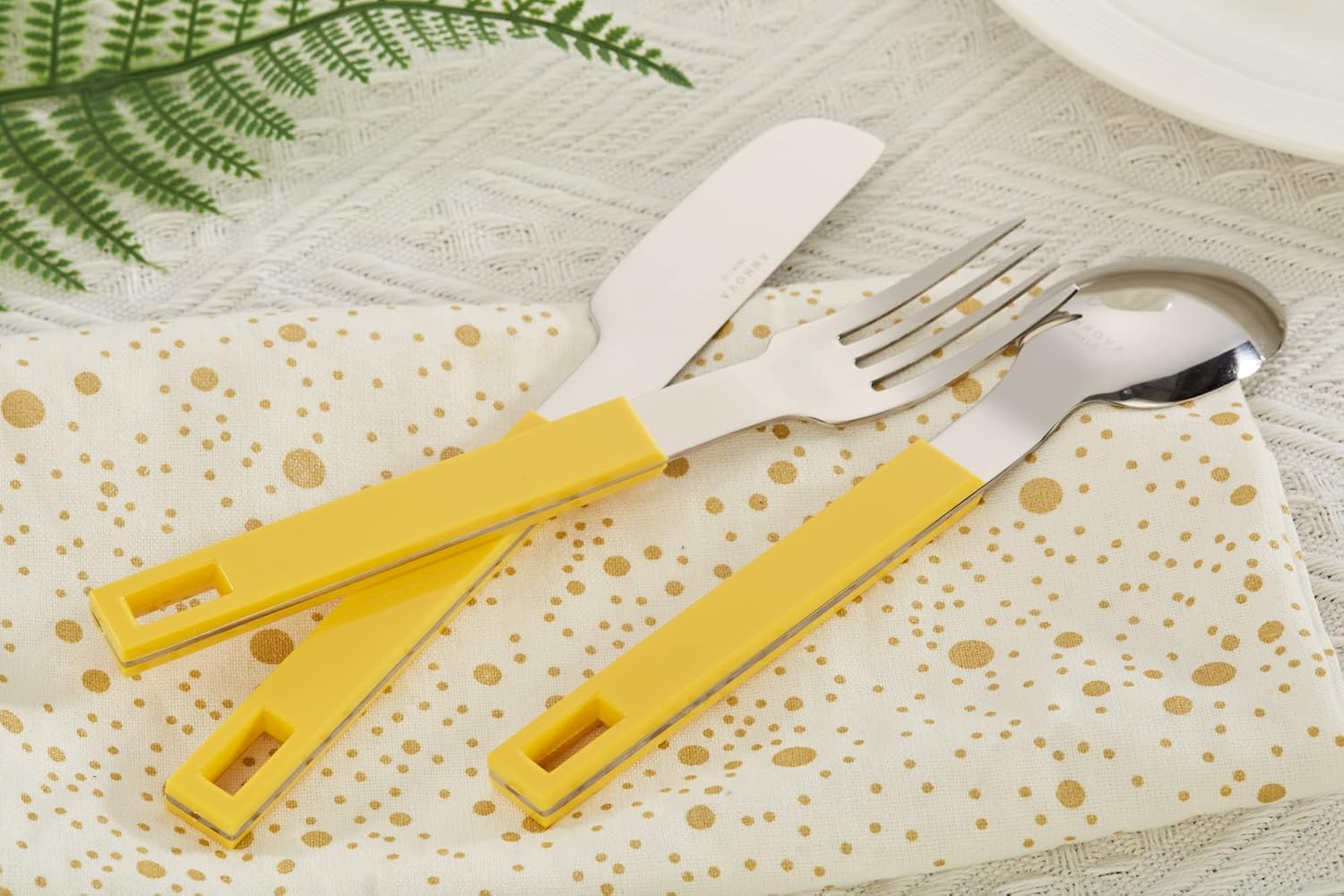 ANNOVA Juego de cubiertos de acero inoxidable de 20 piezas de cubiertos de acero inoxidable con mango de bloque de color, 4 cuchillos de cena, 4