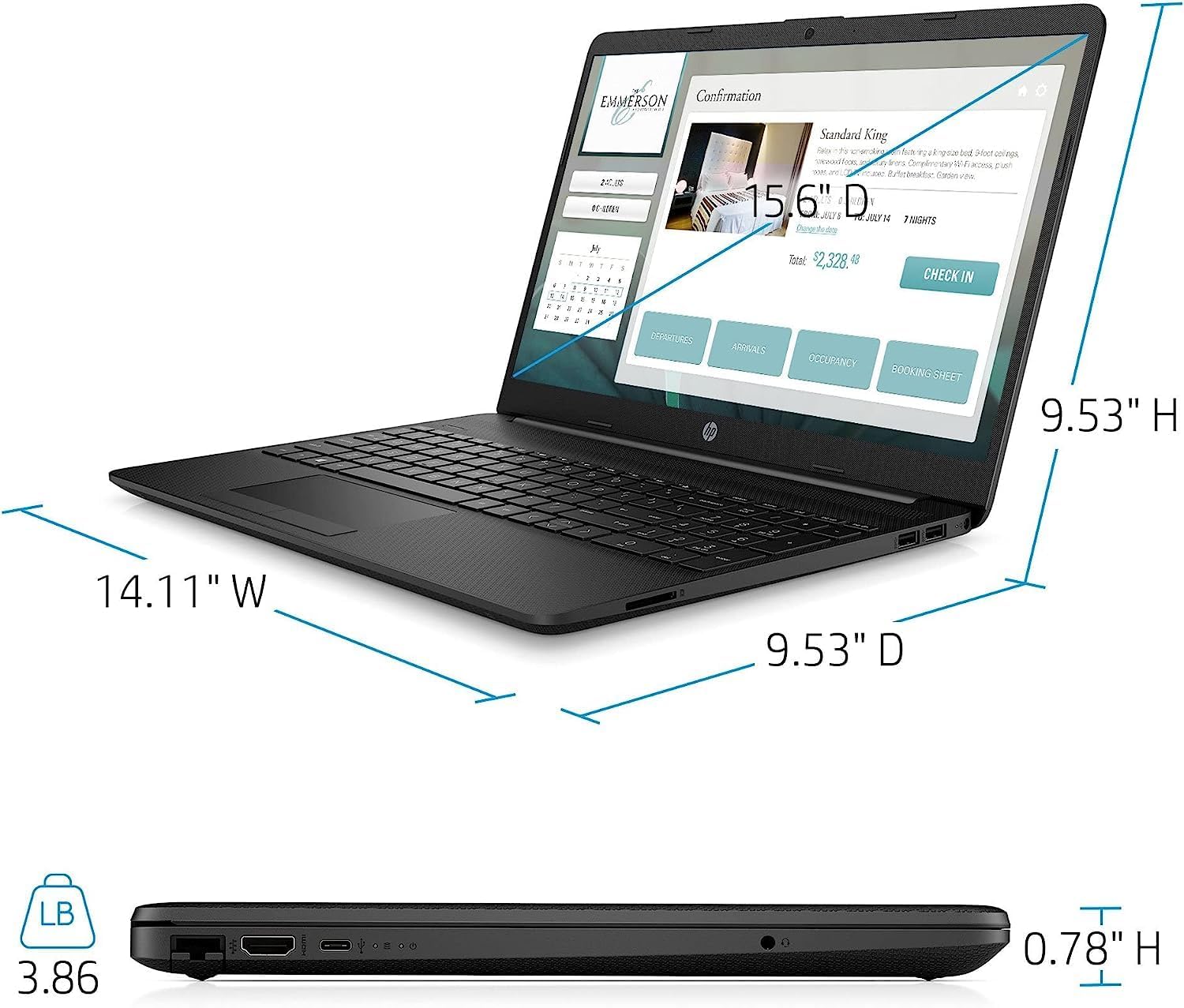 HP Laptop pabellón de 15.6 HD insignia para negocios y estudiantes, Intel Quad-Core Pentium N5030, 8 GB de RAM, 256 GB SSD, cámara web, conferencias