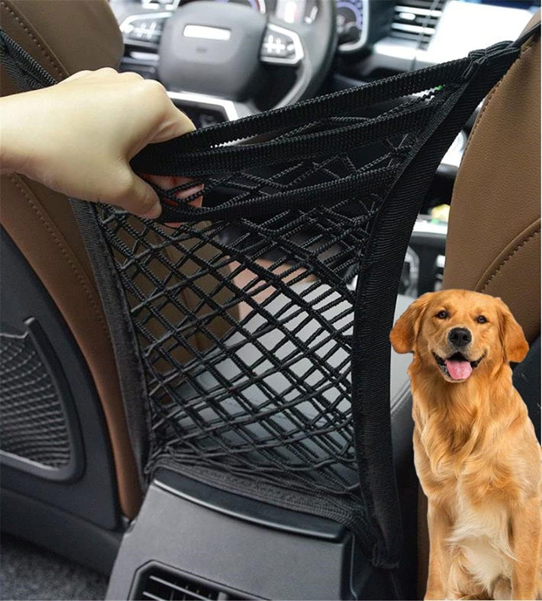 Bolsa de red, organizador de malla de 3 capas para automóvil, bolsa de malla elástica universal imprescindible para el automóvil, bolsillo de red