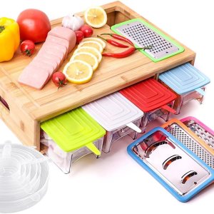 Bamboo Cutting Boards with Containers for Kitchen Large Multifunctional Chopping Boards Set with Trays and Splash-proof Juice Groove Butcher Block for Quick Food-prepStorage 4 Graters 6 Bowl Lids Colombia Bamboo Cutting Boards with Containers for Kitchen Large Multifunctional Chopping Boards Set with Trays and Splash-proof Juice Groove Butcher Block for Quick Food-prepStorage 4 Graters 6 Bowl Lids Colombia