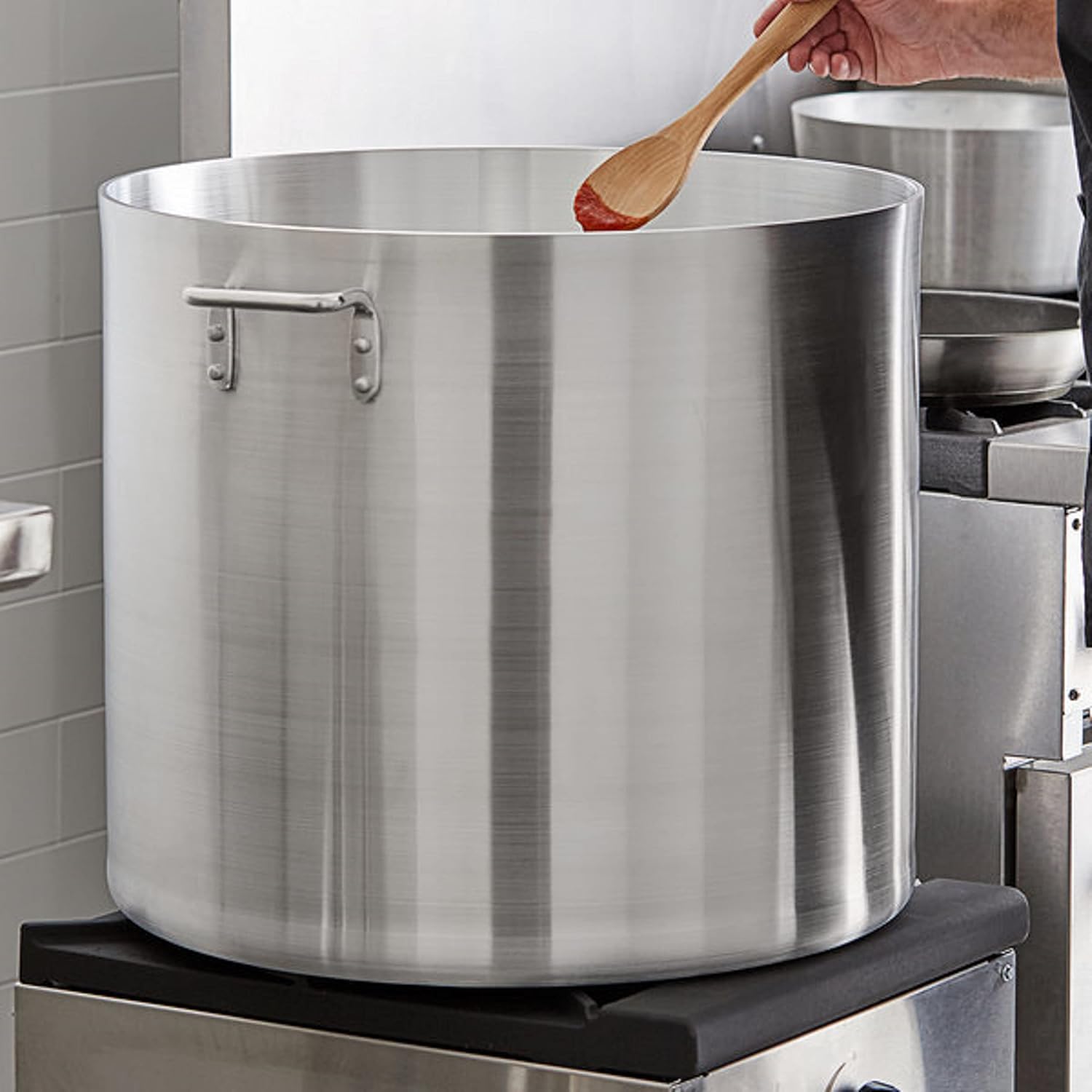 -Olla de aluminio de 100 cuartos de galón de alta resistencia – Olla multiusos para pasta, olla grande para estofado, olla a fuego lento, utensilios