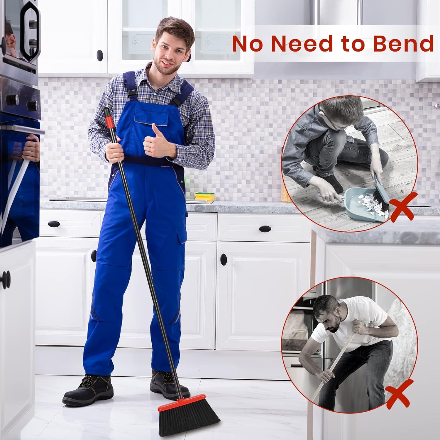 TreeLen – Juego de escoba y recogedor, combo de escoba y recogedor de 132 cm para el hogar