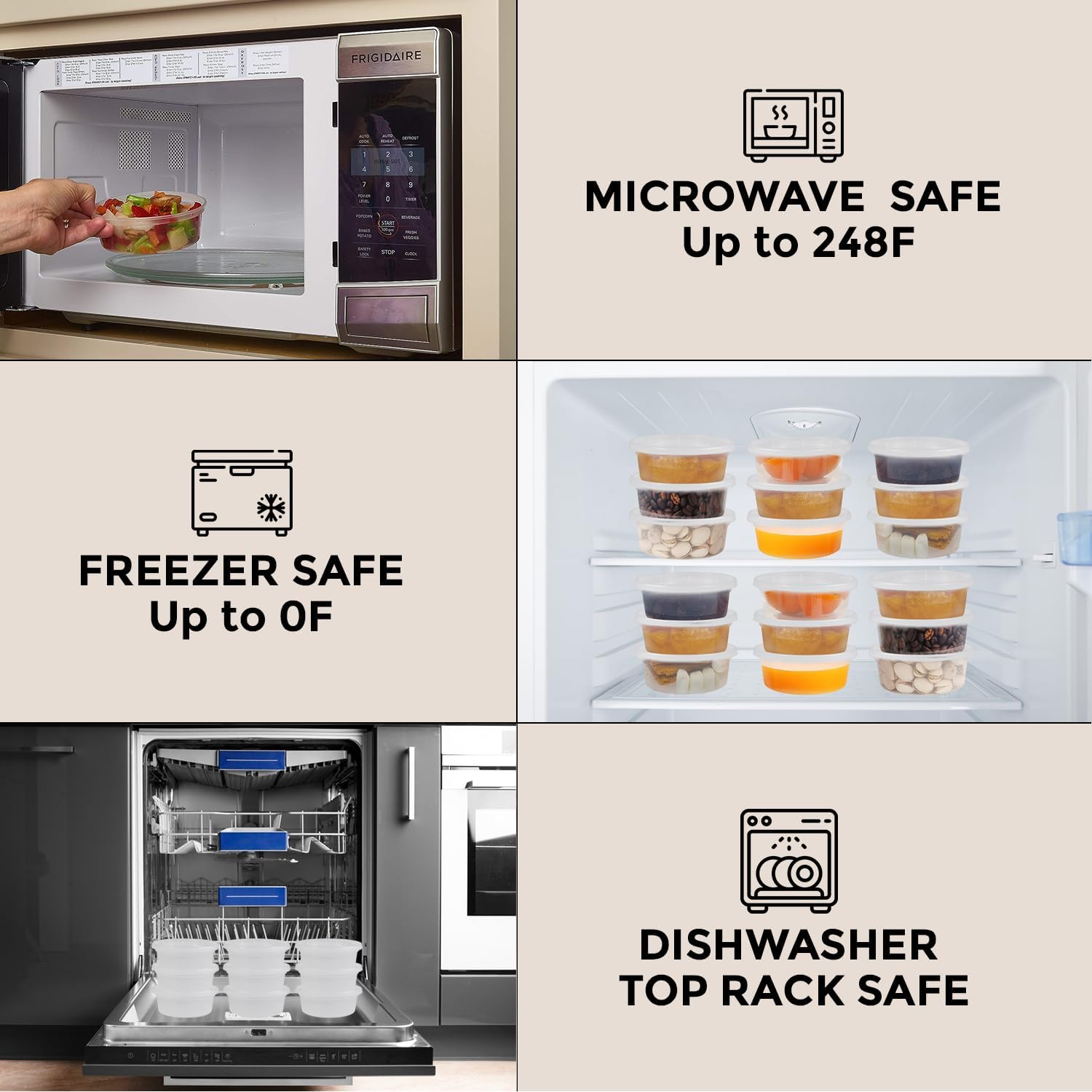 Klex Recipientes para delicatessen con tapas herméticas, sin BPA, de plástico pesado, para preparación de comidas, para sopa, congelador,