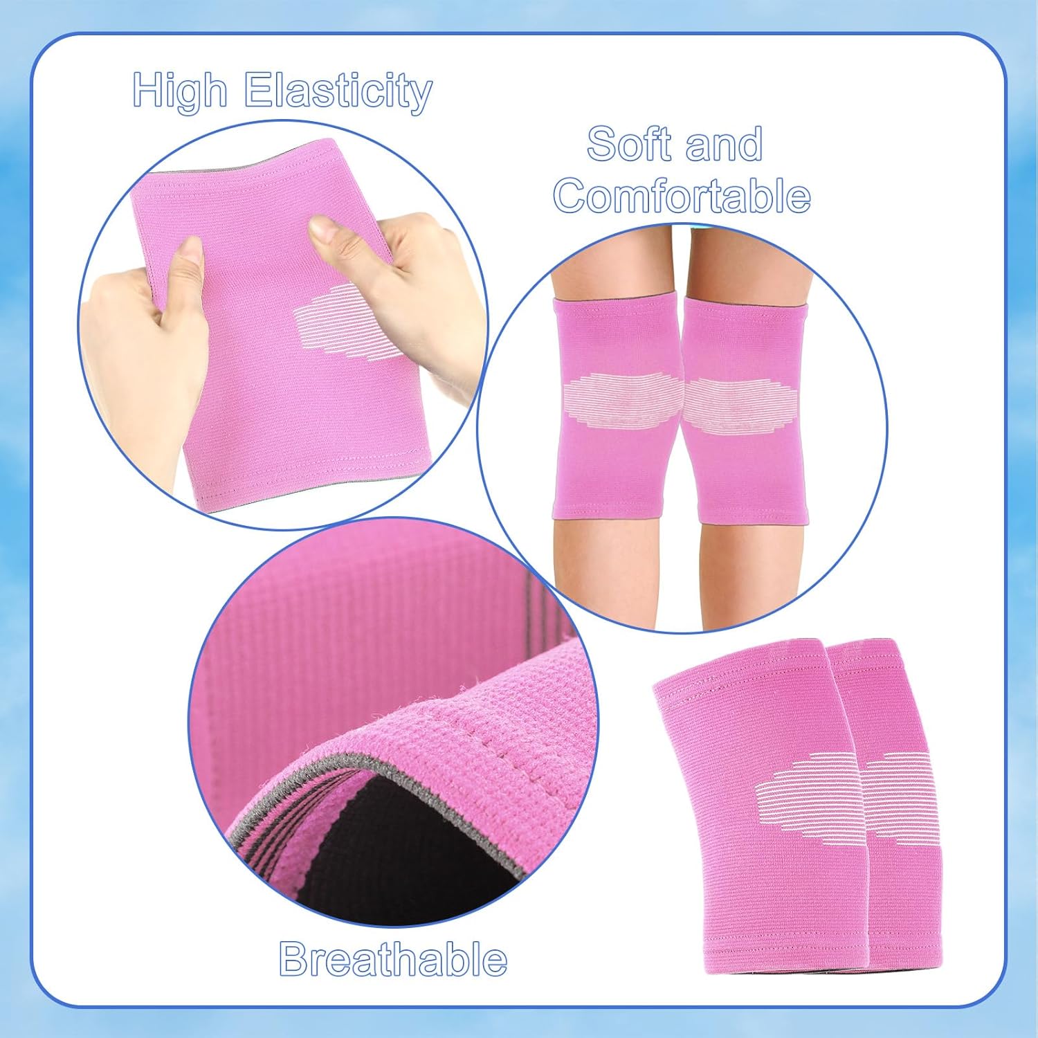 2 pares de rodilleras para niños, rodilleras de compresión para niños, para baloncesto, voleibol, deportes, gimnasia (negro, rosa, S)