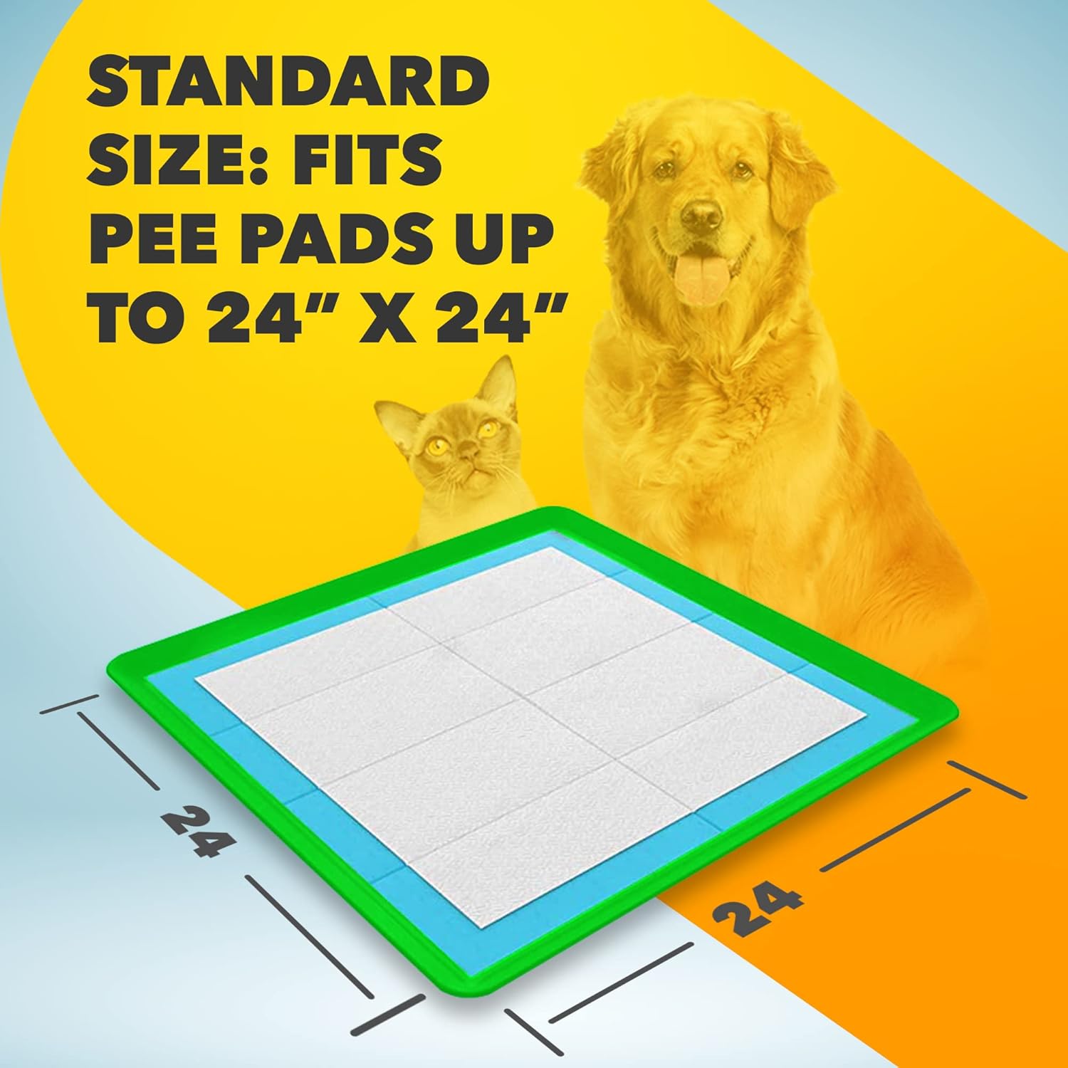 Skywin Bandeja para almohadillas de entrenamiento para cachorros de perro, paquete de 2 almohadillas de entrenamiento de 24 x 24 pulgadas, soporte