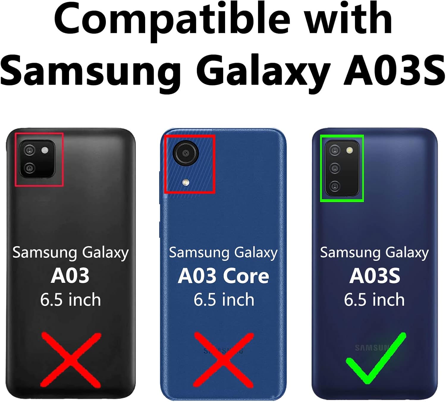 Funda para Samsung Galaxy A03S, Galaxy A03S con protector de pantalla, grado militar 16 pies, funda a prueba de caídas con soporte magnético, funda