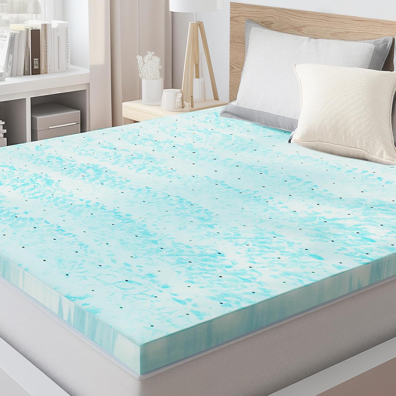 SMUG Cubrecolchón de espuma viscoelástica, 3 pulgadas de grosor con infusión de gel para cama matrimonial, sofá cama, caravana, caravana,